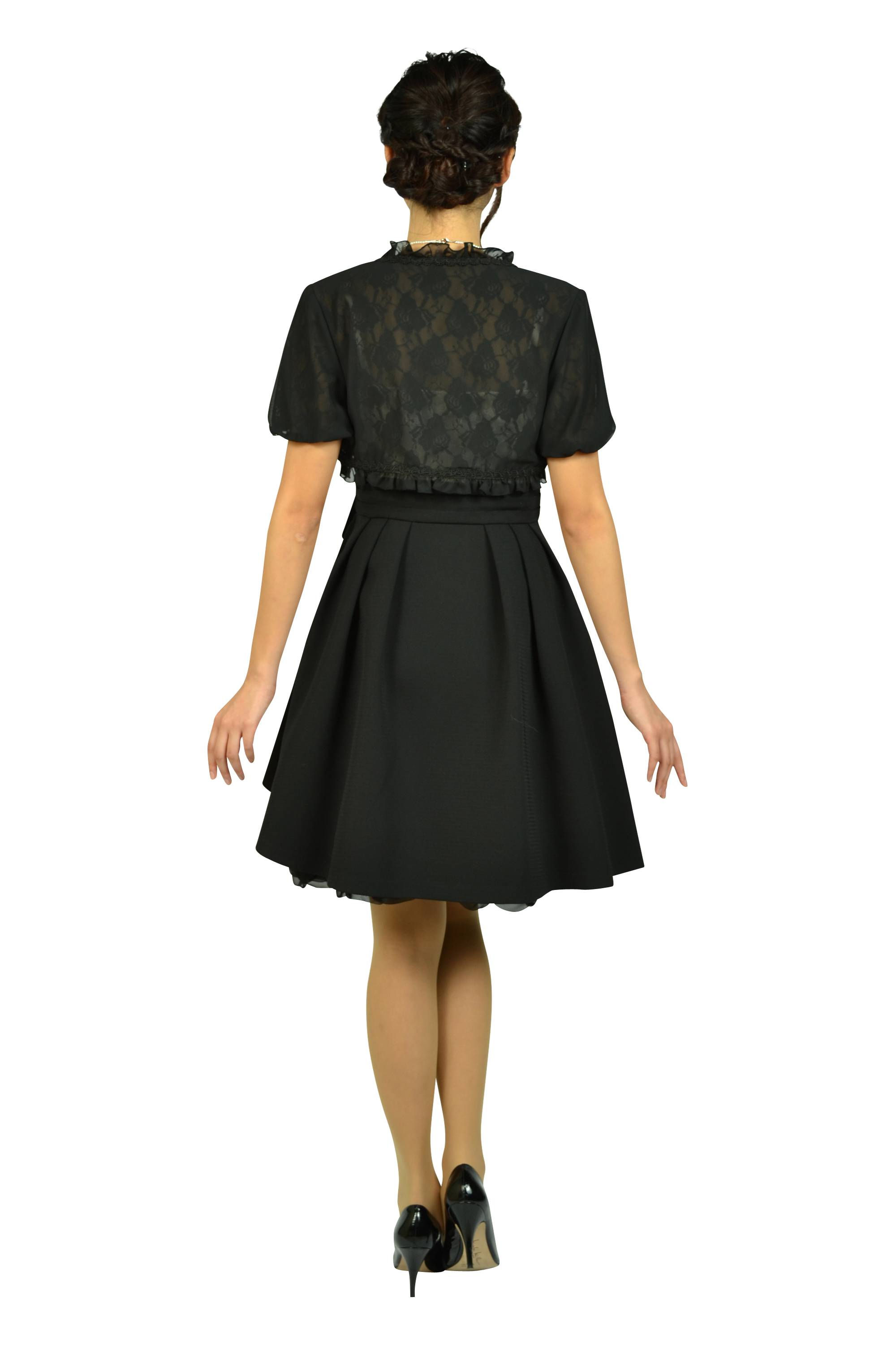 フラワー刺繍オフホワイト×ブラックドレスセット