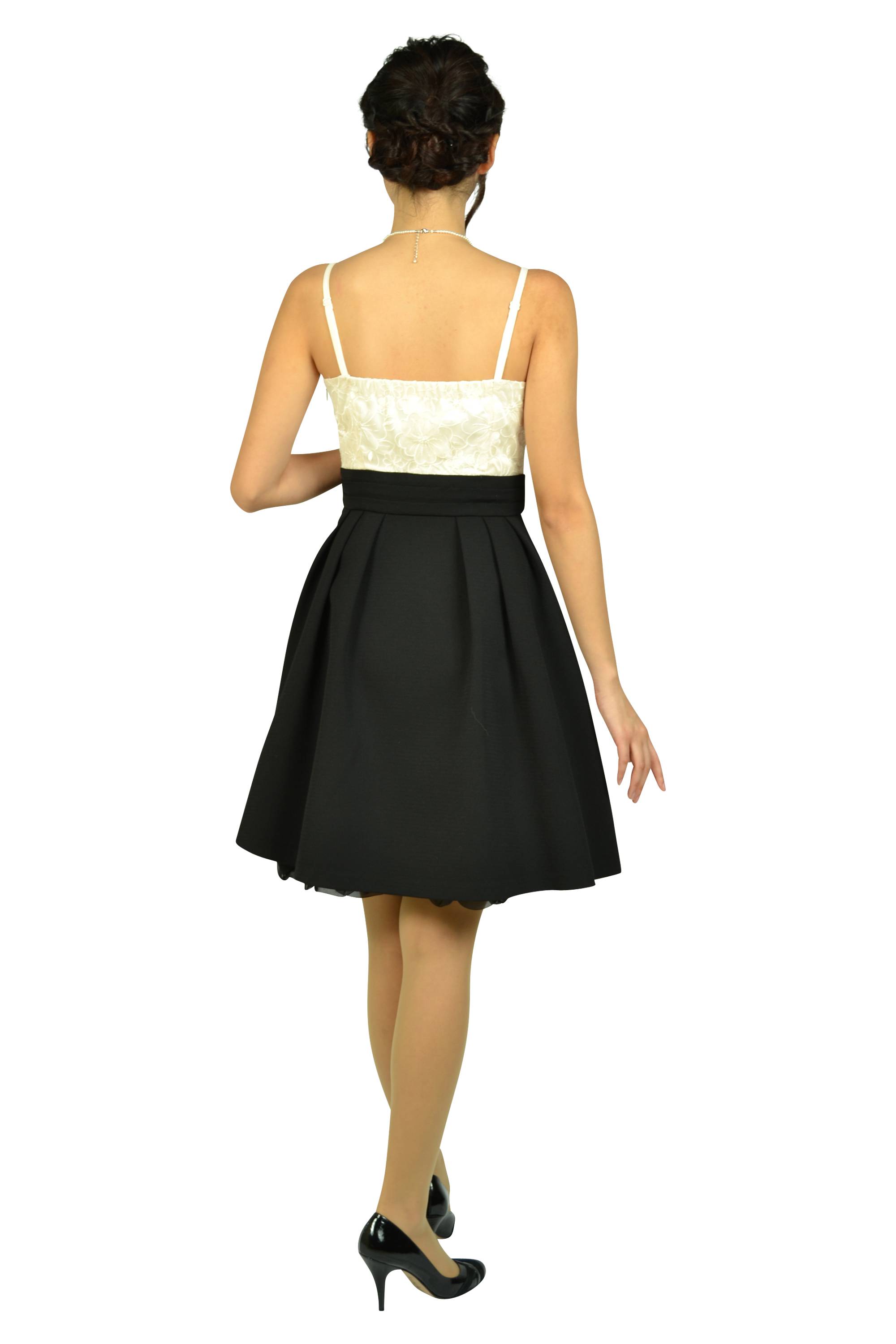 フラワー刺繍オフホワイト×ブラックドレスセット