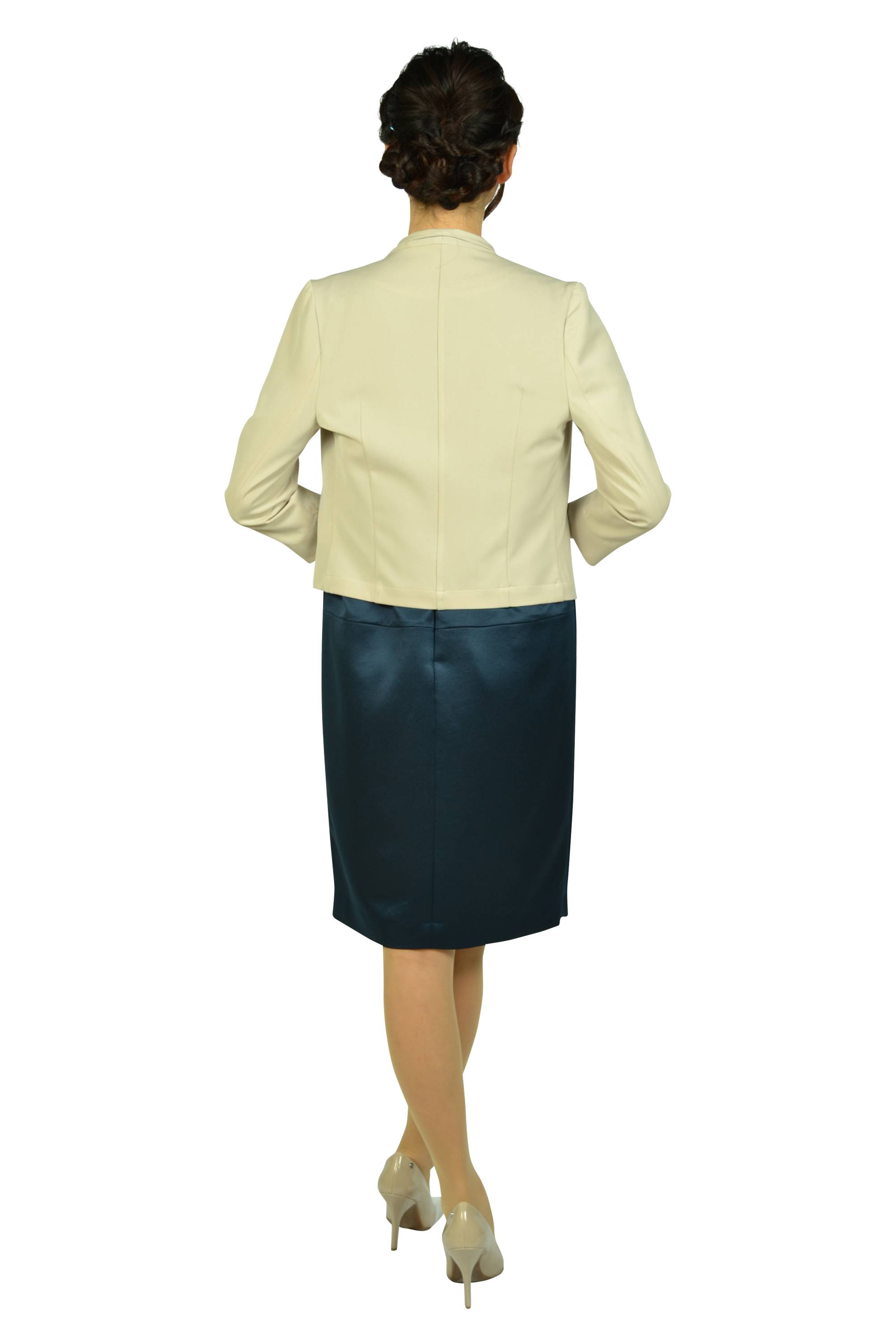 光沢ネイビーゆったりドレスセット