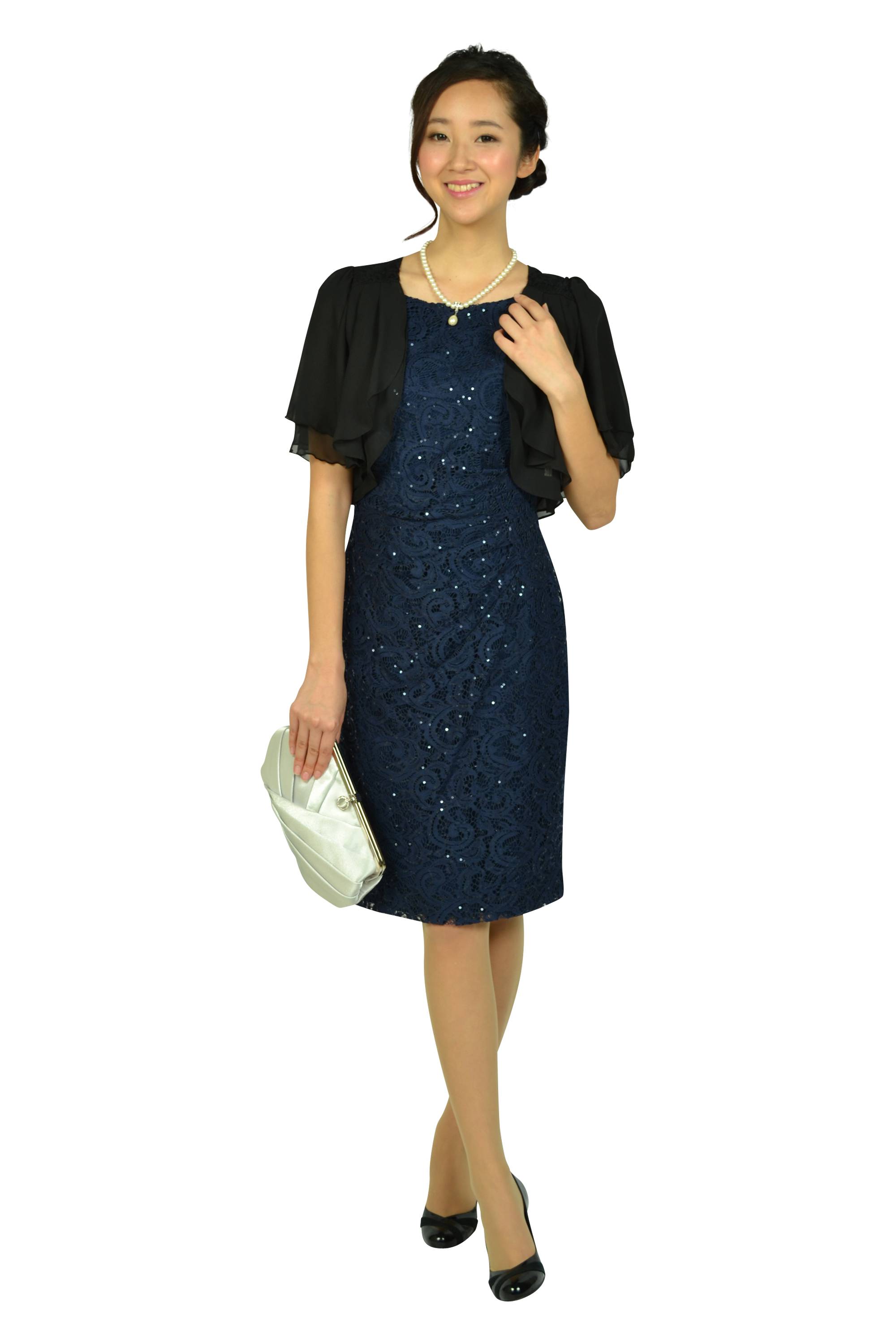 レーススパンコールネイビードレスセット