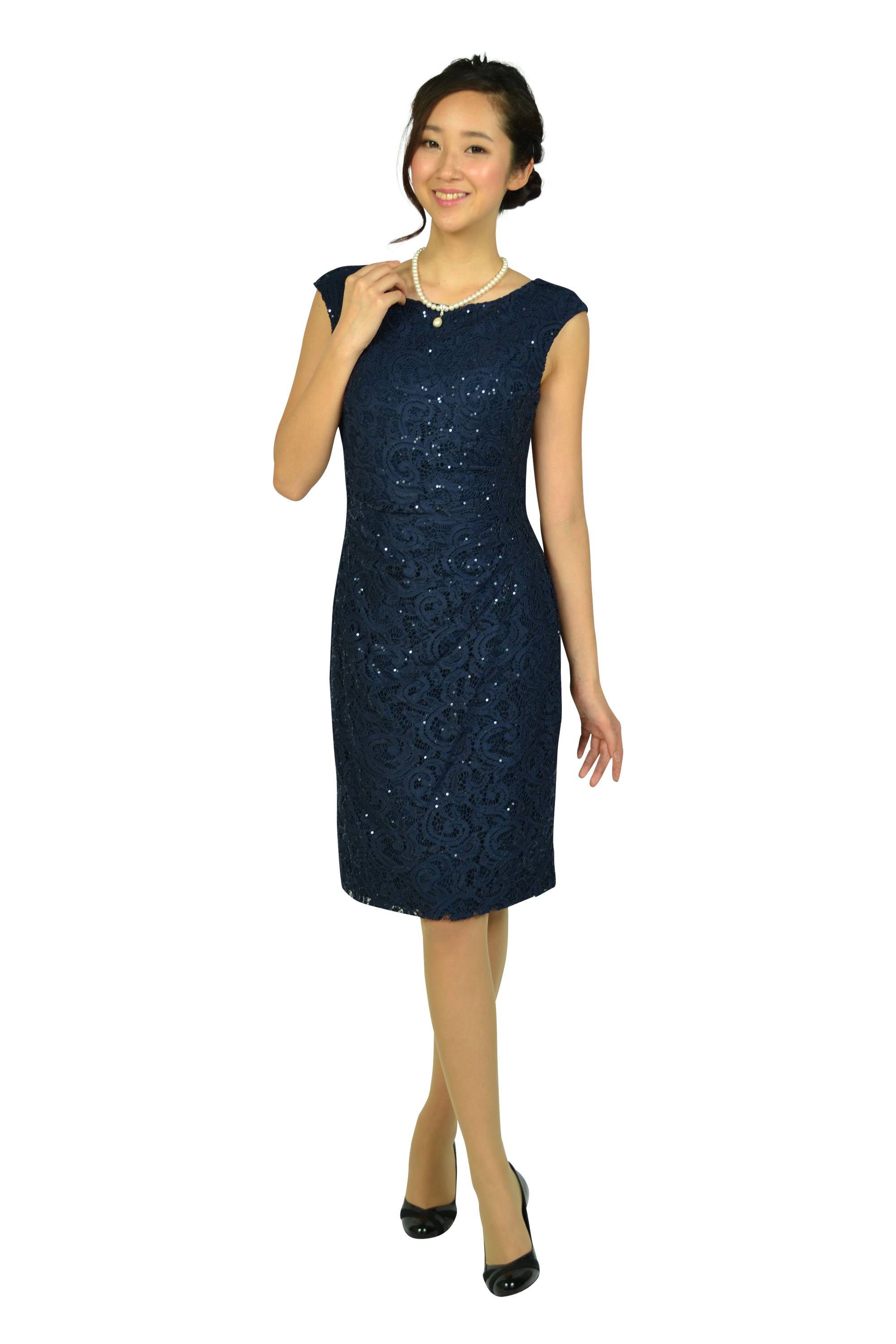 レーススパンコールネイビードレスセット
