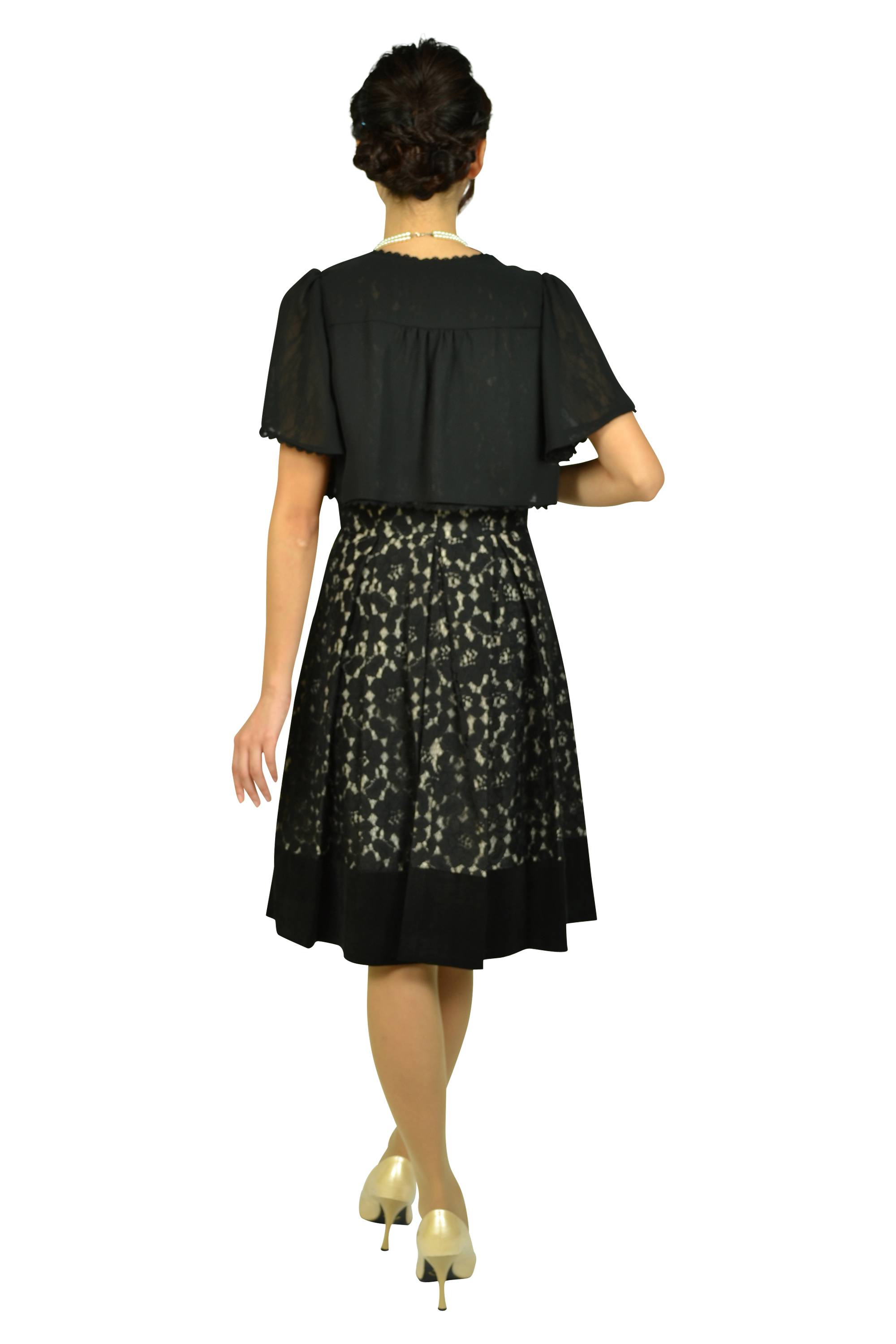 ブラックフラワーレースドレスセット