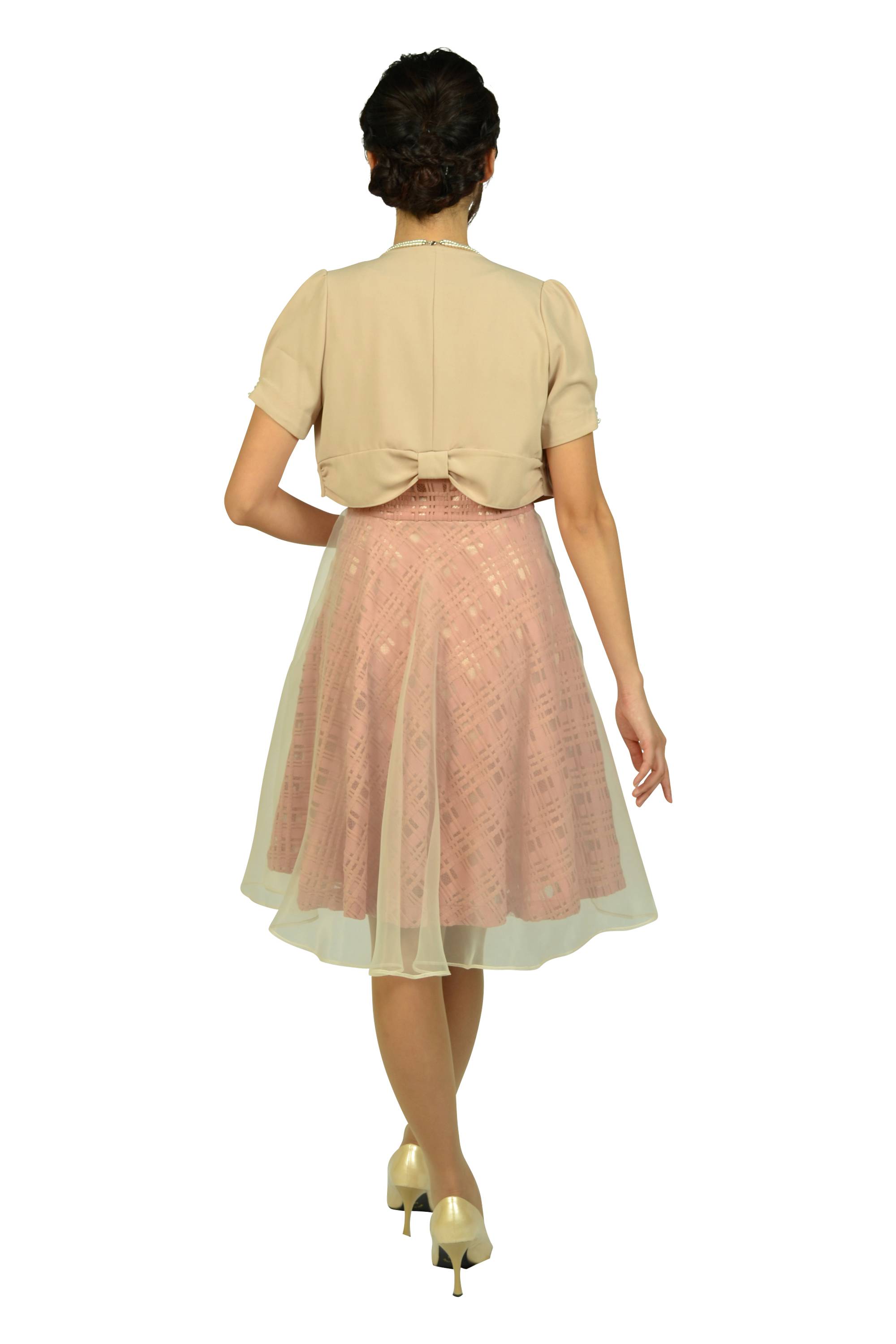 スモーキーピンクチェックドレスセット