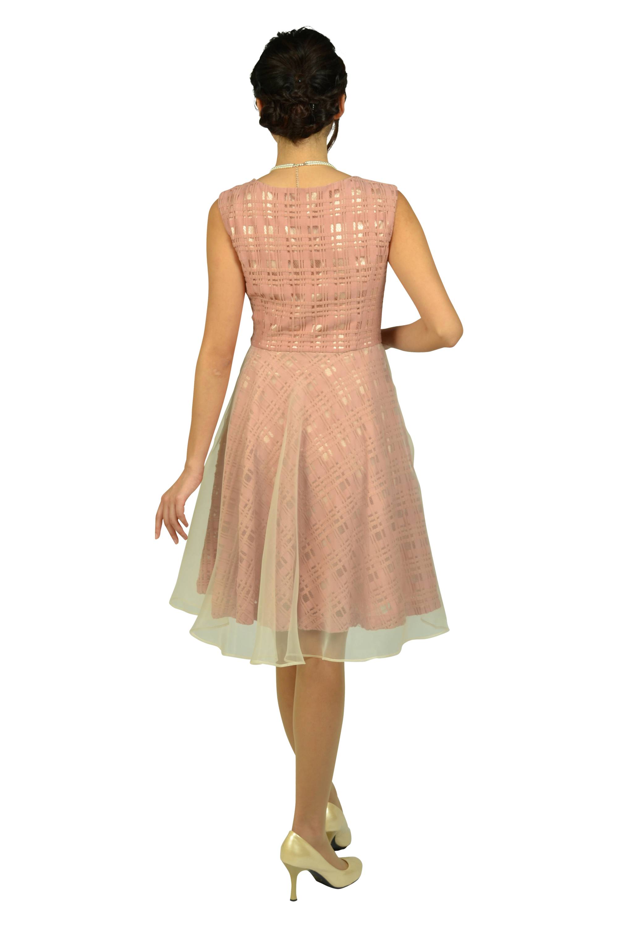 スモーキーピンクチェックドレスセット