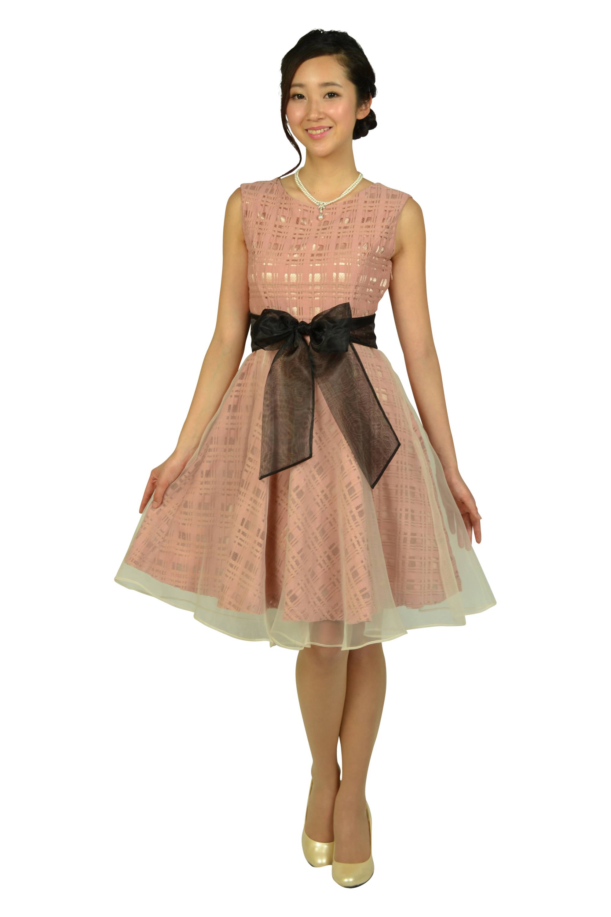 スモーキーピンクチェックドレスセット