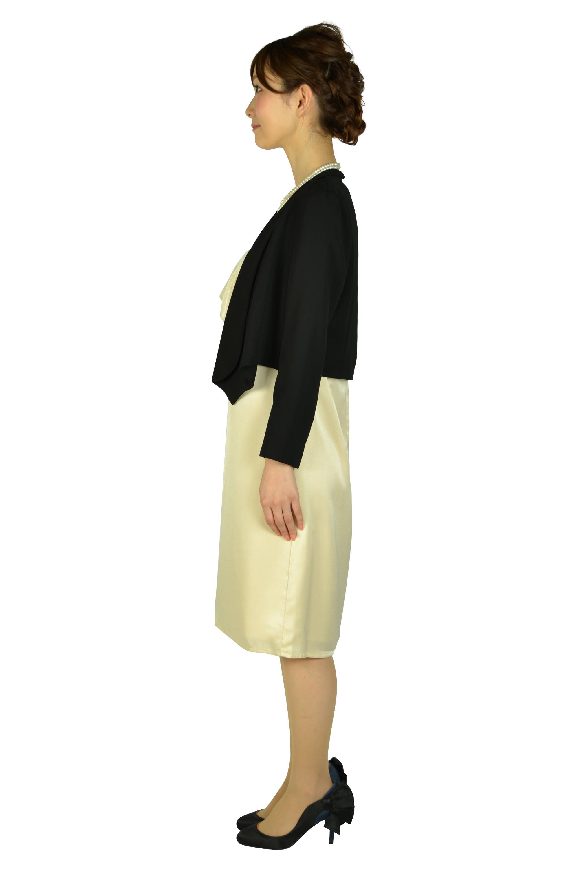 レース&フリルトップベージュドレスセット