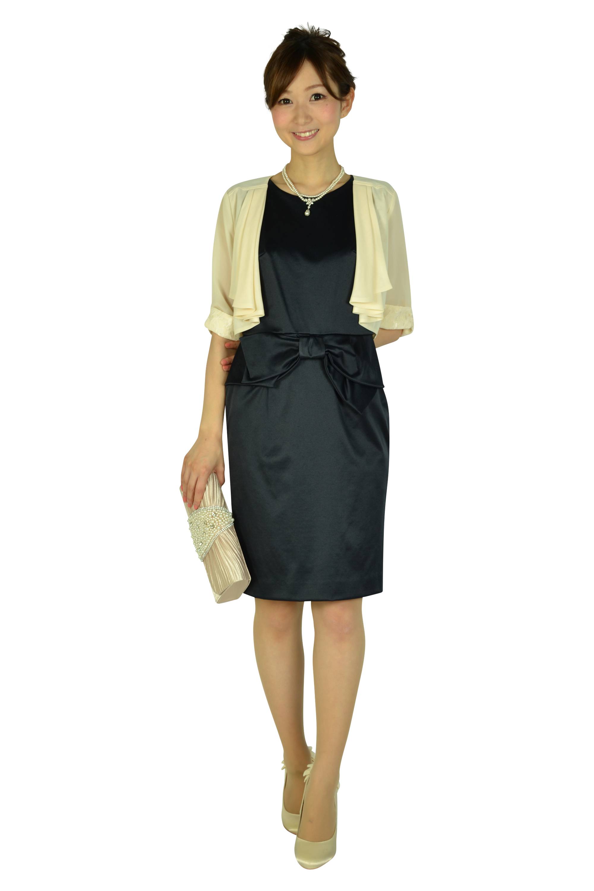 ダークネイビーリボンデザインドレスセット