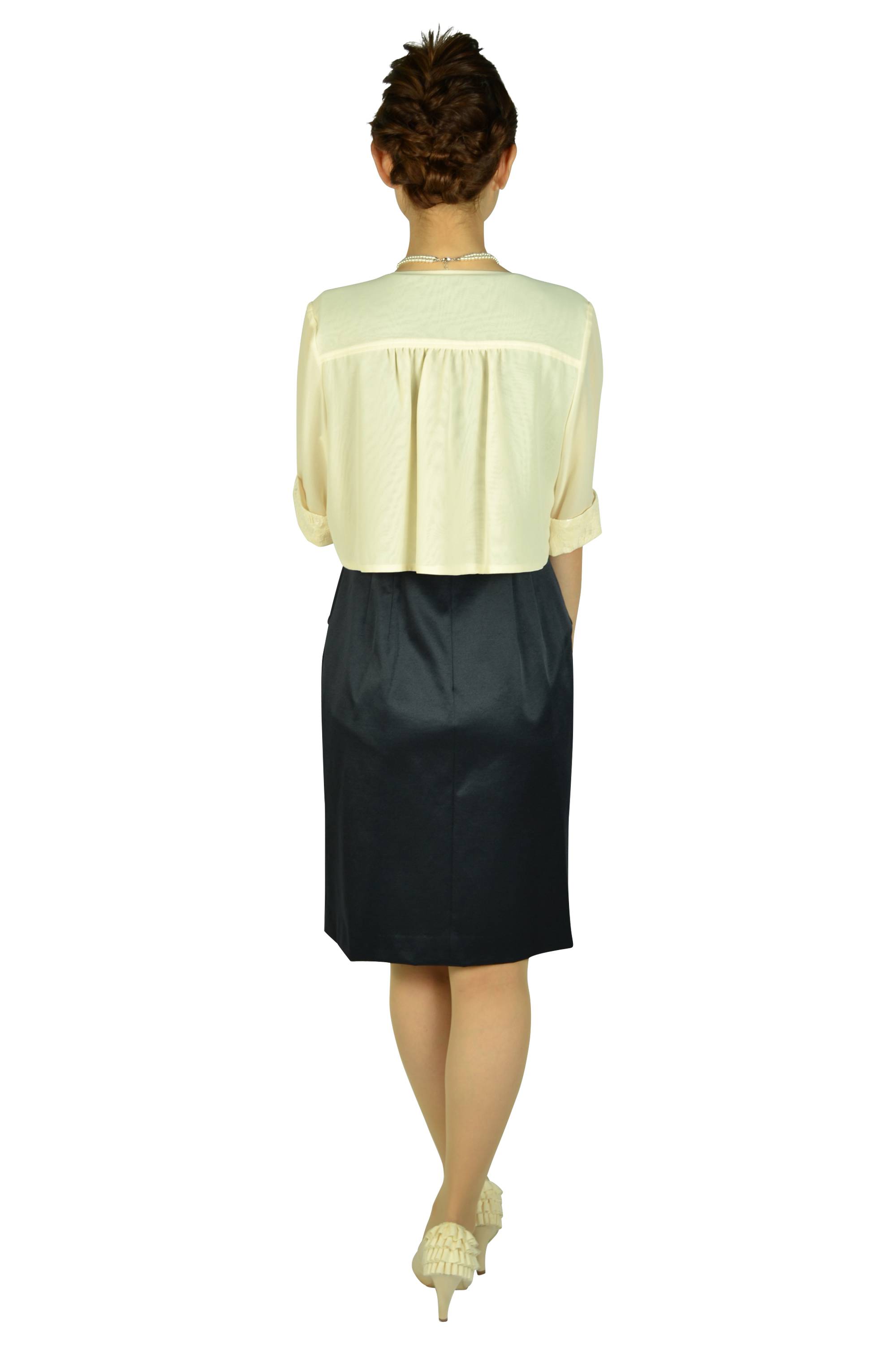 ダークネイビーリボンデザインドレスセット