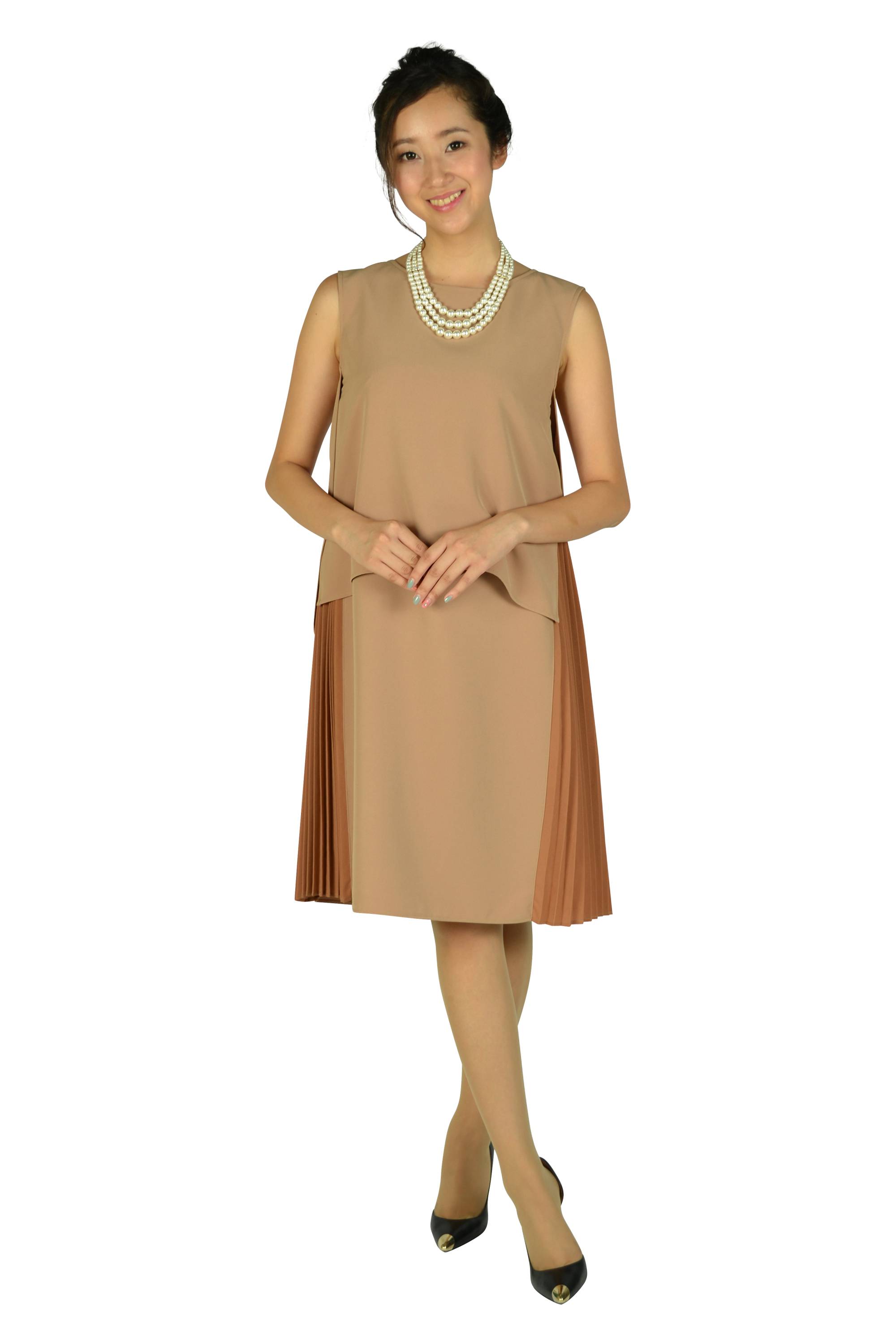 プリーツサイドモカドレスセット