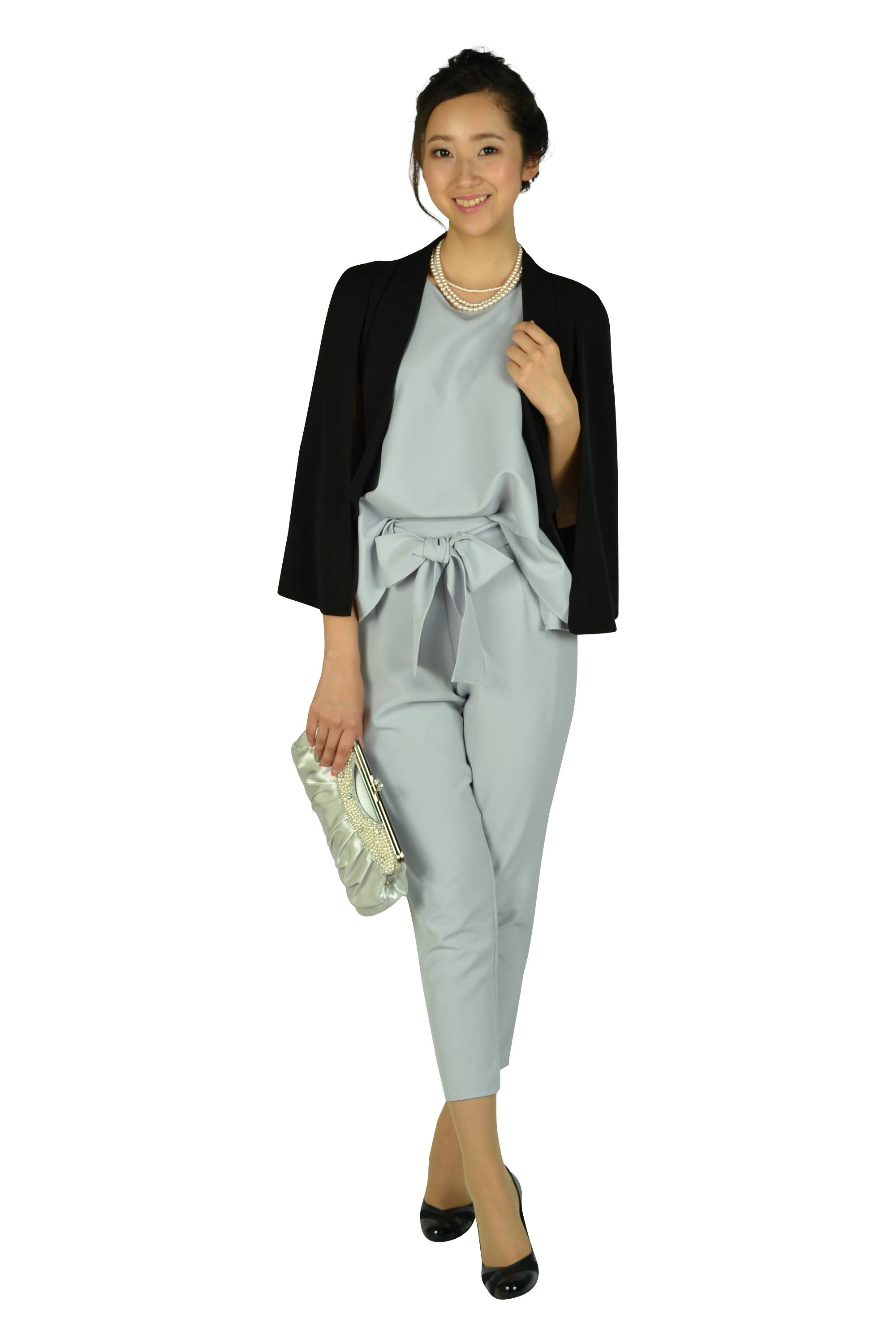 豪華パールビジュシルバーバッグ