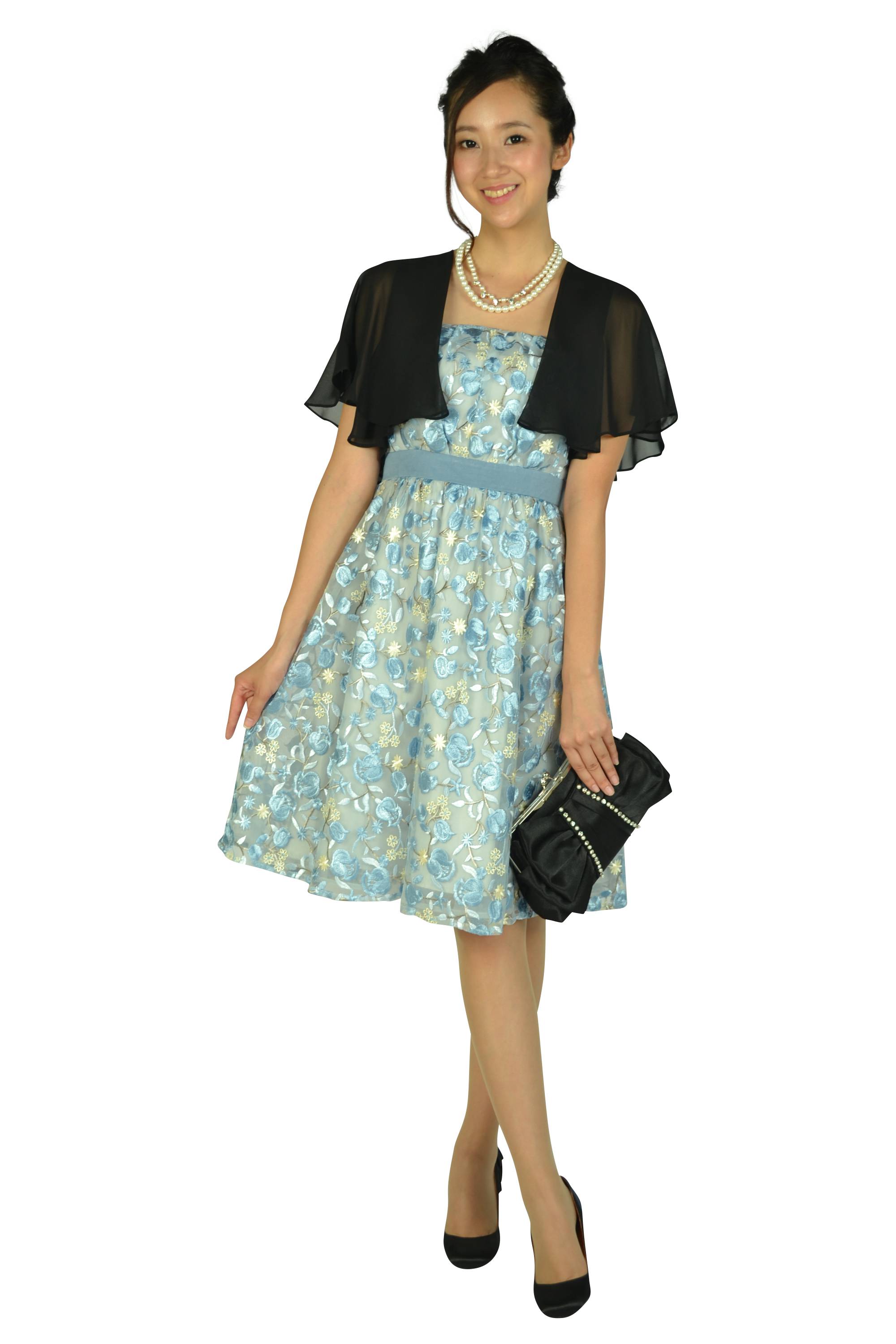 フラワー総刺繍サックスドレスセット