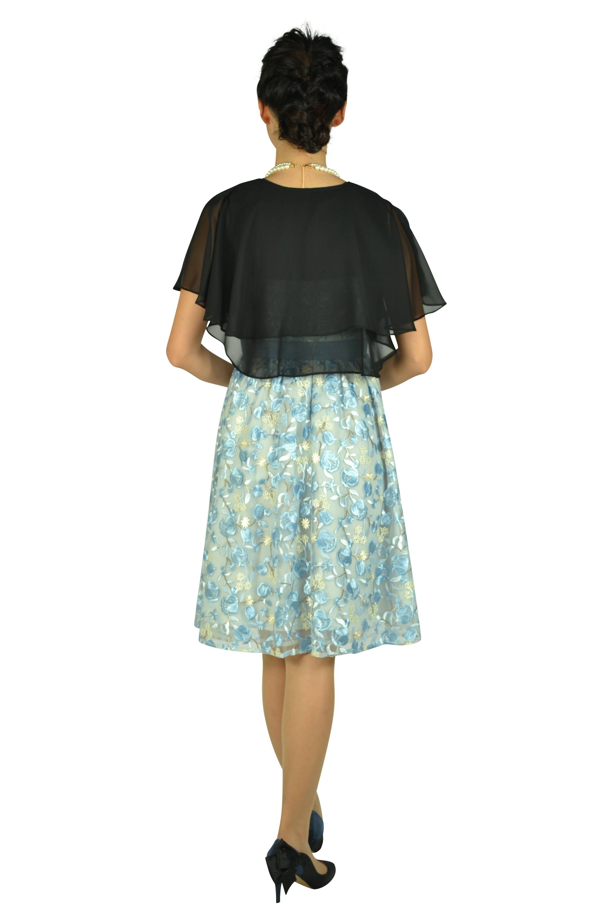 フラワー総刺繍サックスドレスセット