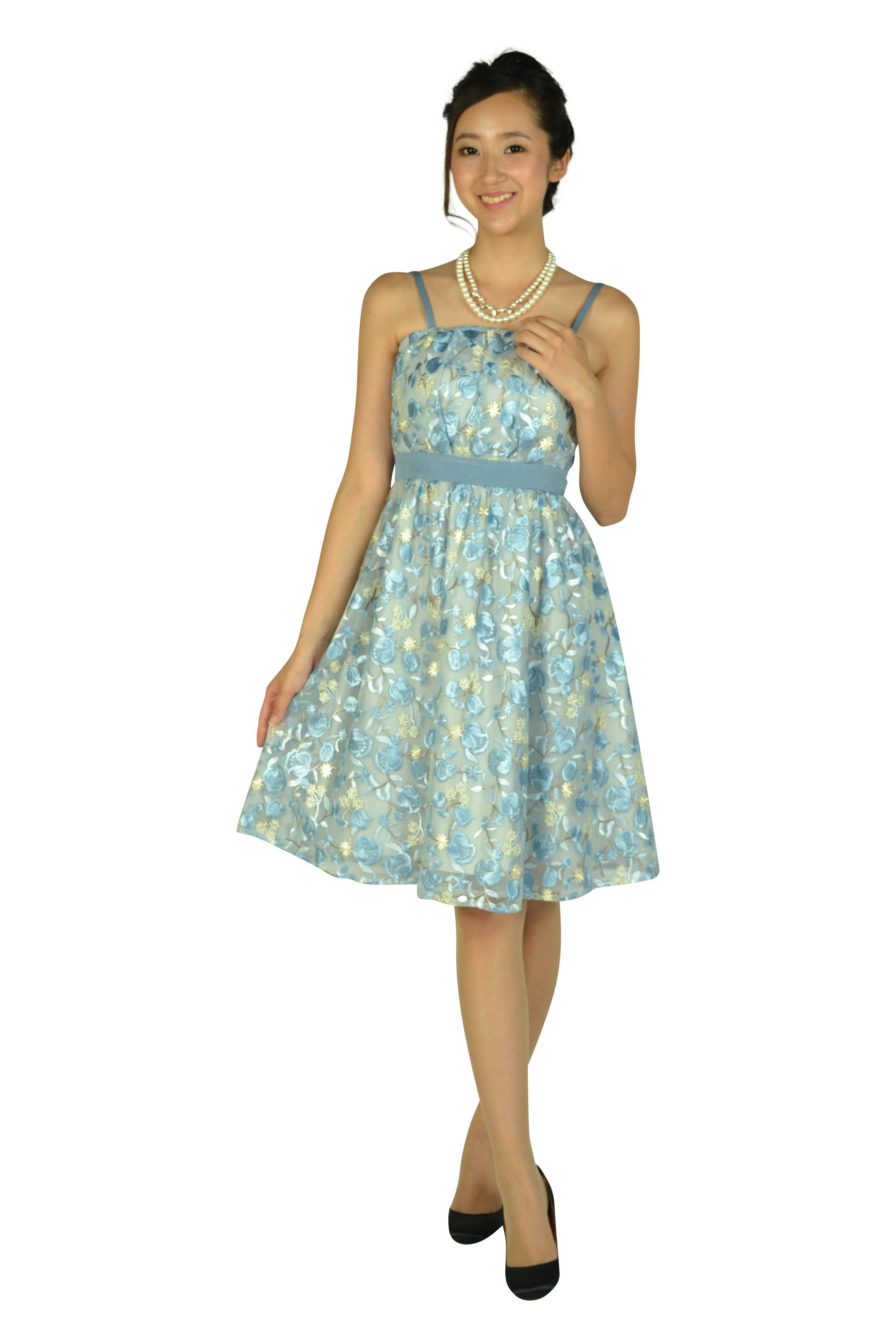 フラワー総刺繍サックスドレスセット