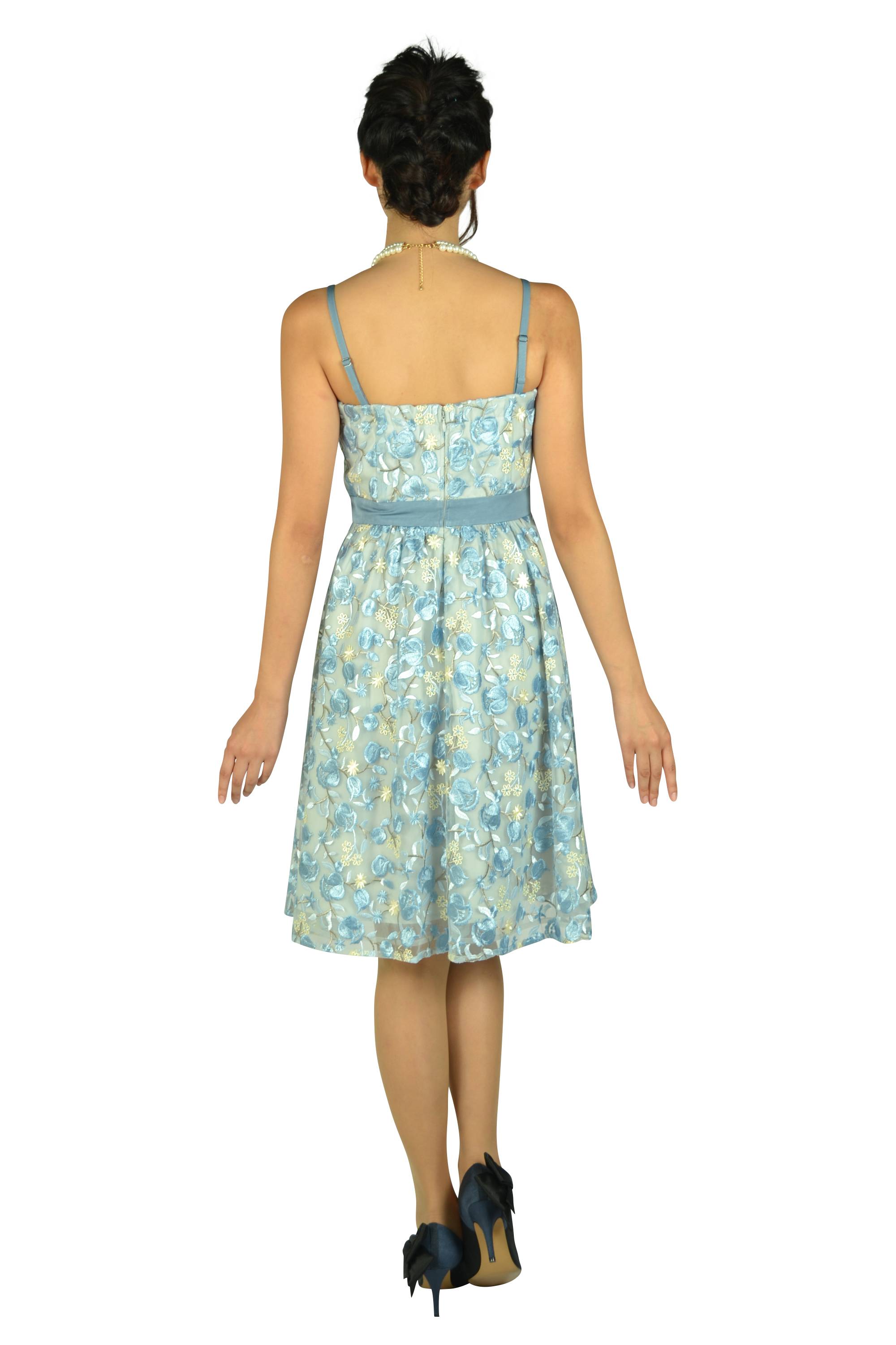 フラワー総刺繍サックスドレスセット