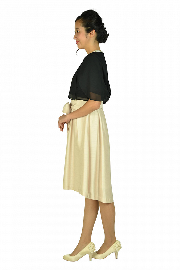 レース×シャンタンベージュドレスセット
