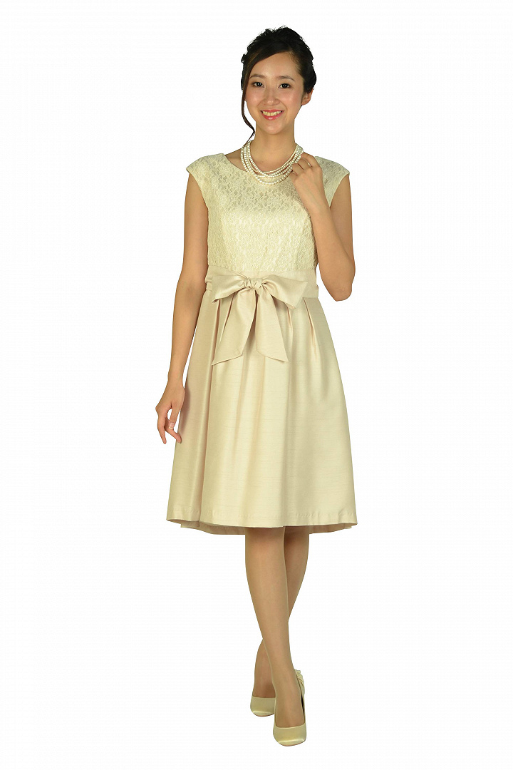 レース×シャンタンベージュドレスセット