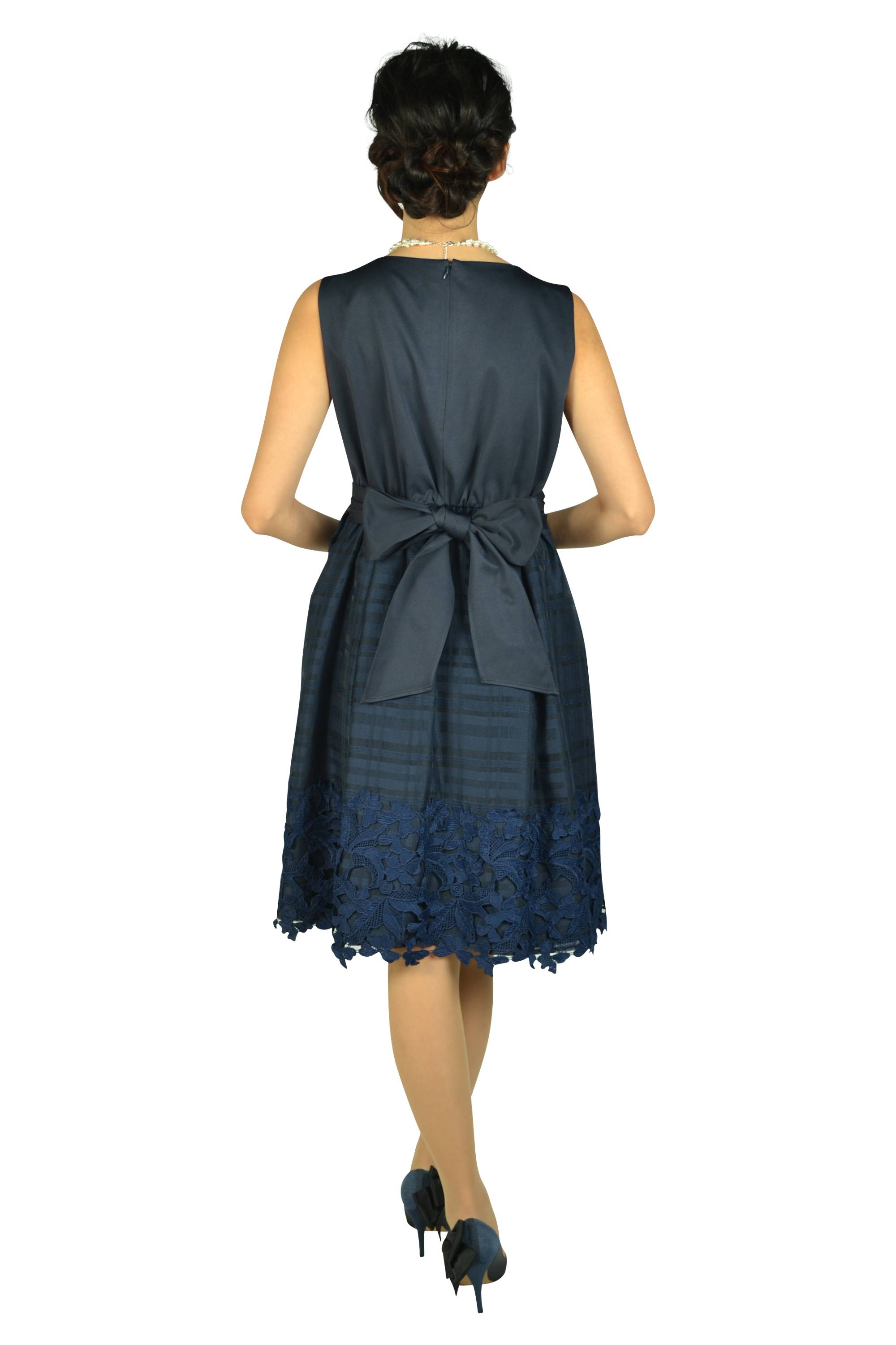 チェックフラワーネイビードレスセット