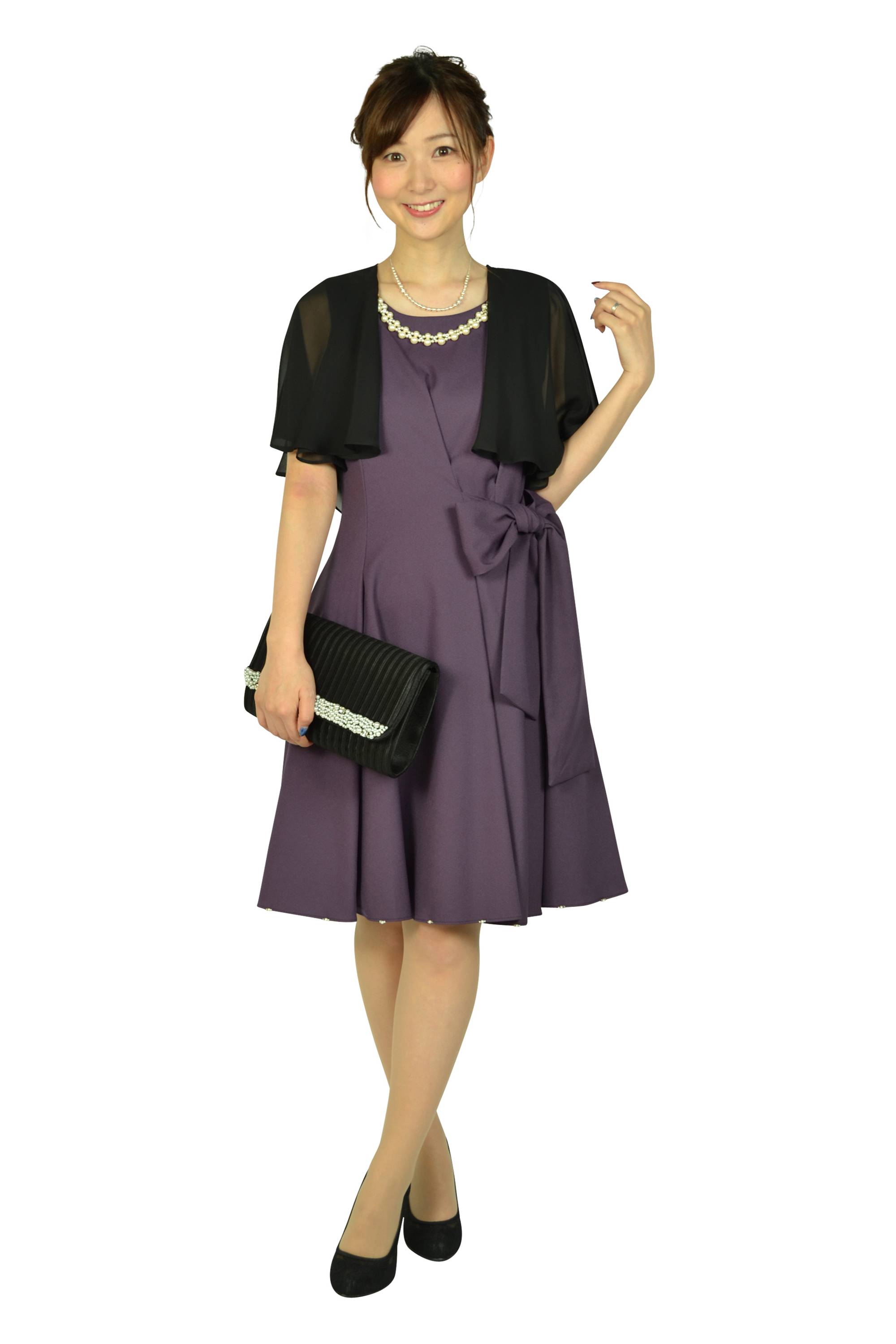 Dorry Doll フェミニン裾パール&ビーズパープルドレスセット (M