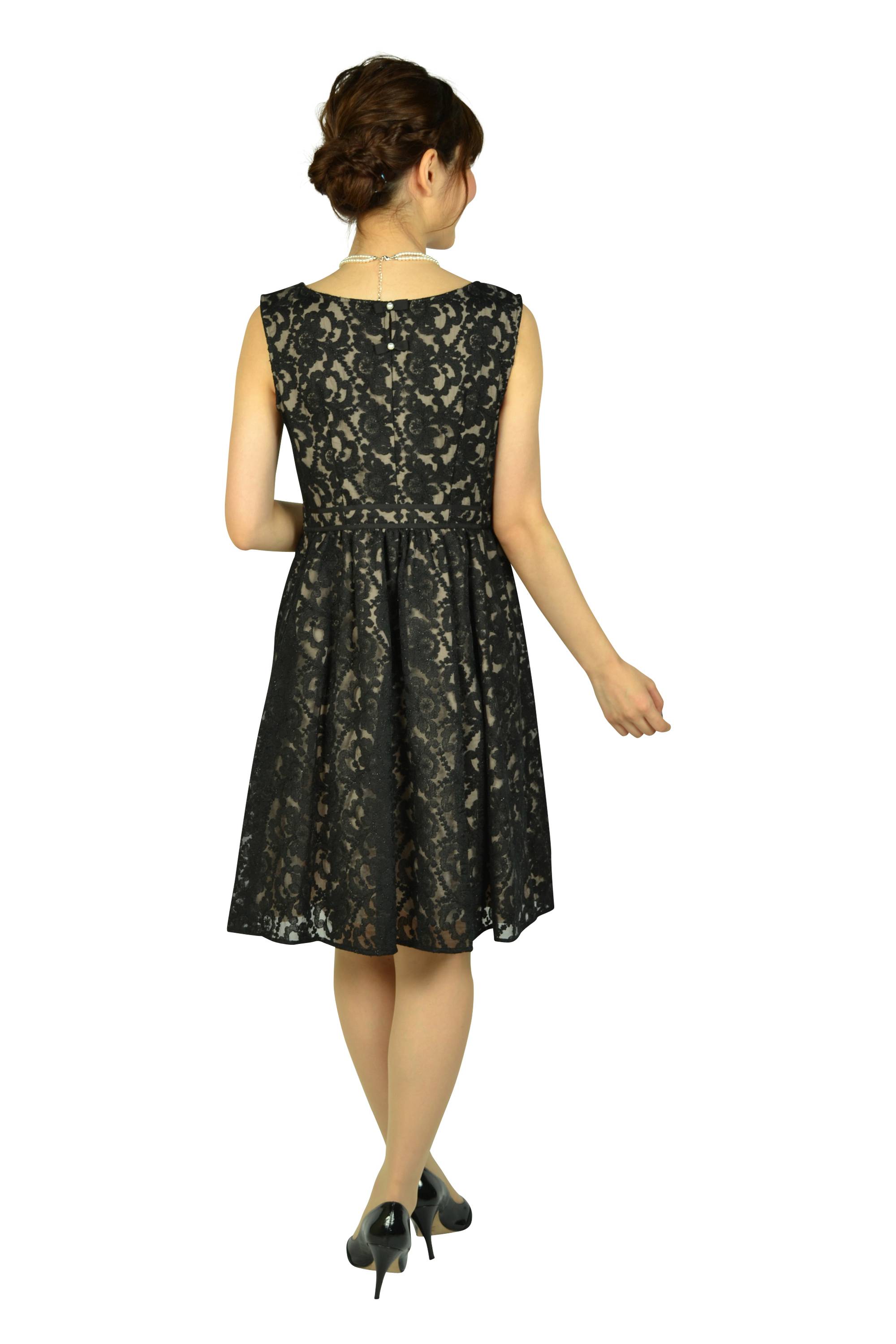 フラワーレースベージュ×ブラックドレスセット