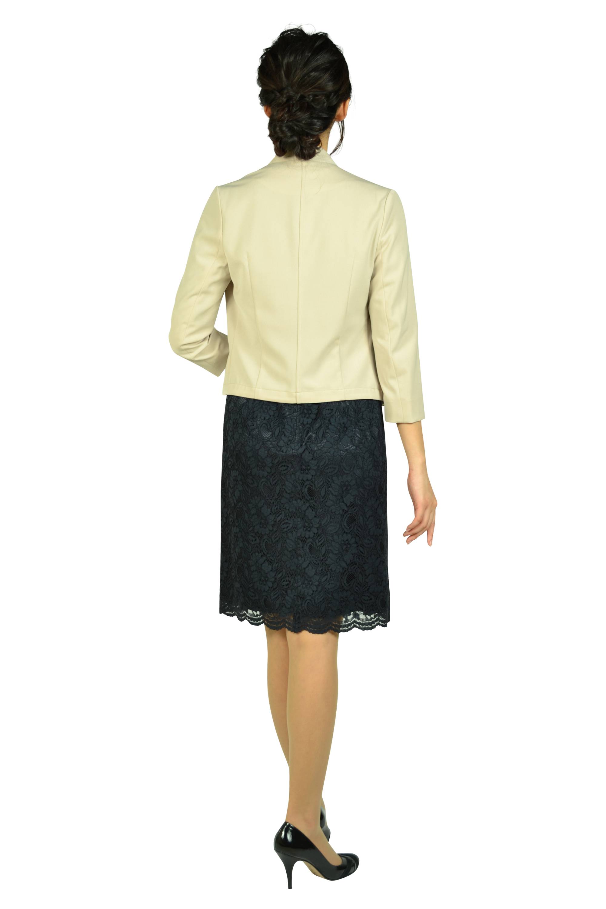 5分袖総レースネイビードレスセット