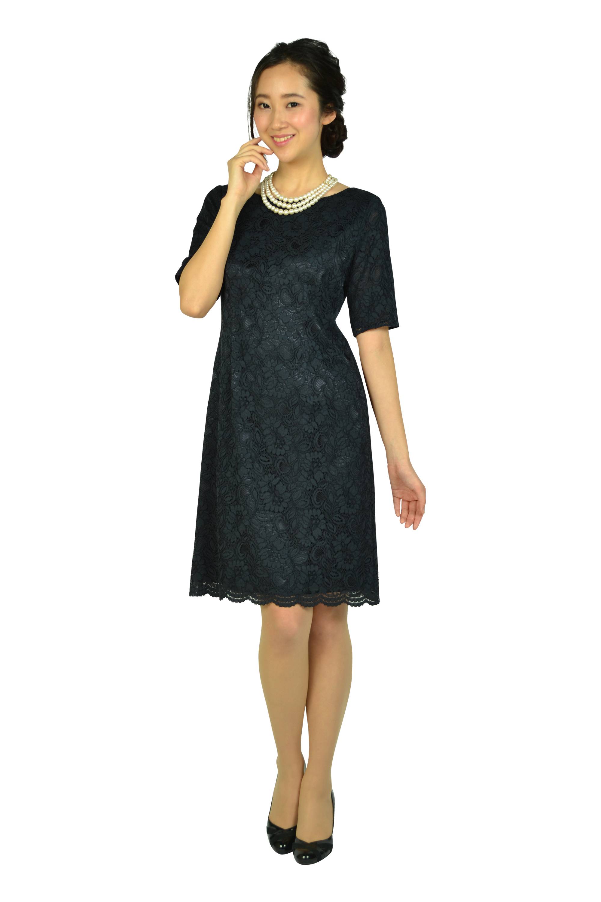 5分袖総レースネイビードレスセット