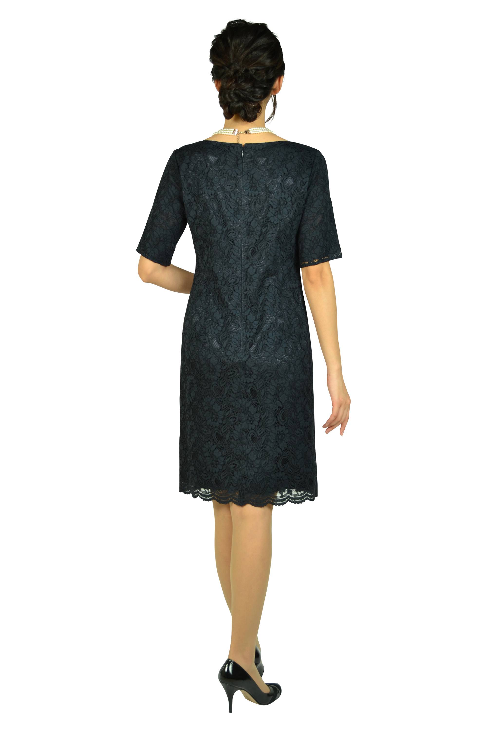 5分袖総レースネイビードレスセット