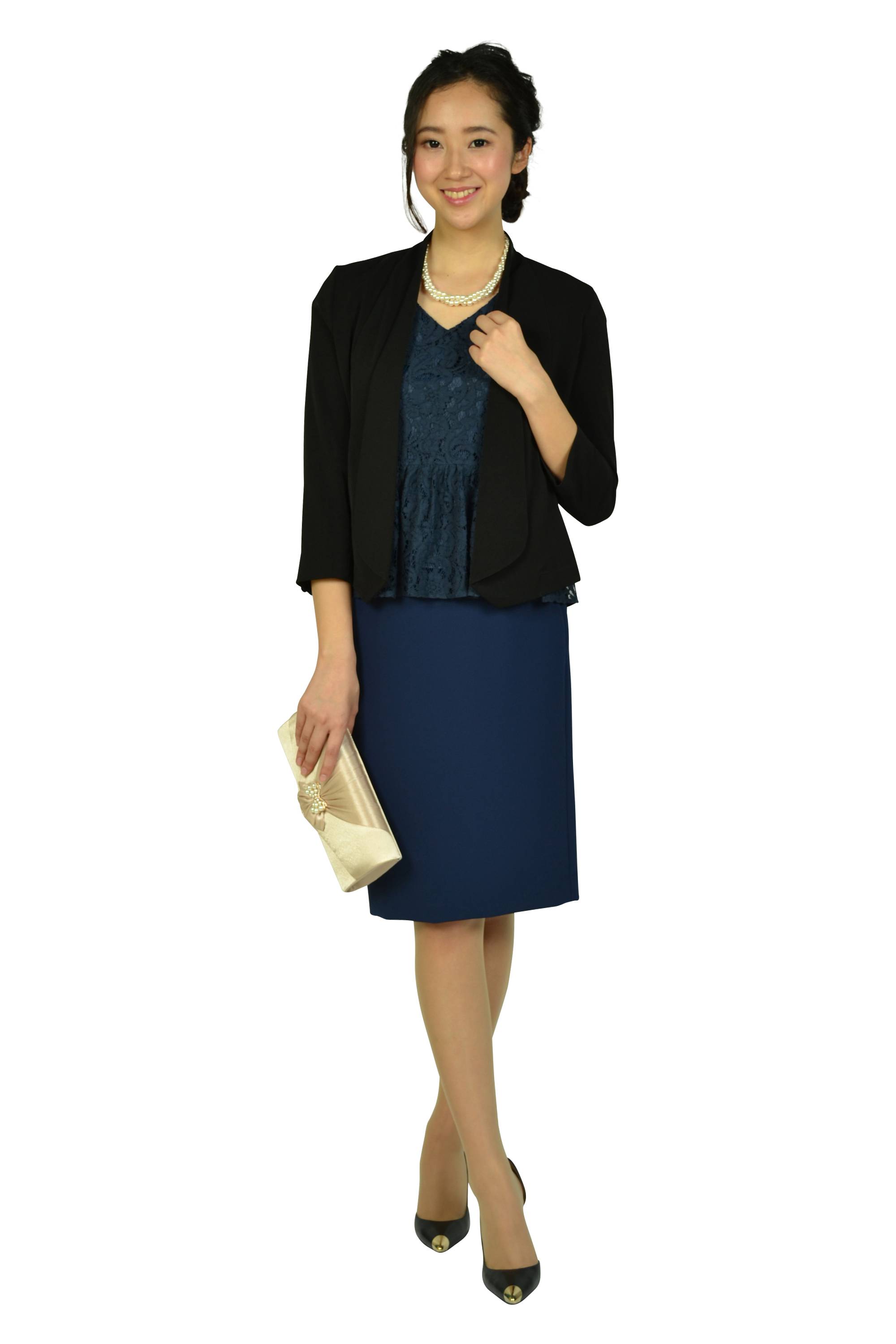 レーストップスIラインネイビードレスセット