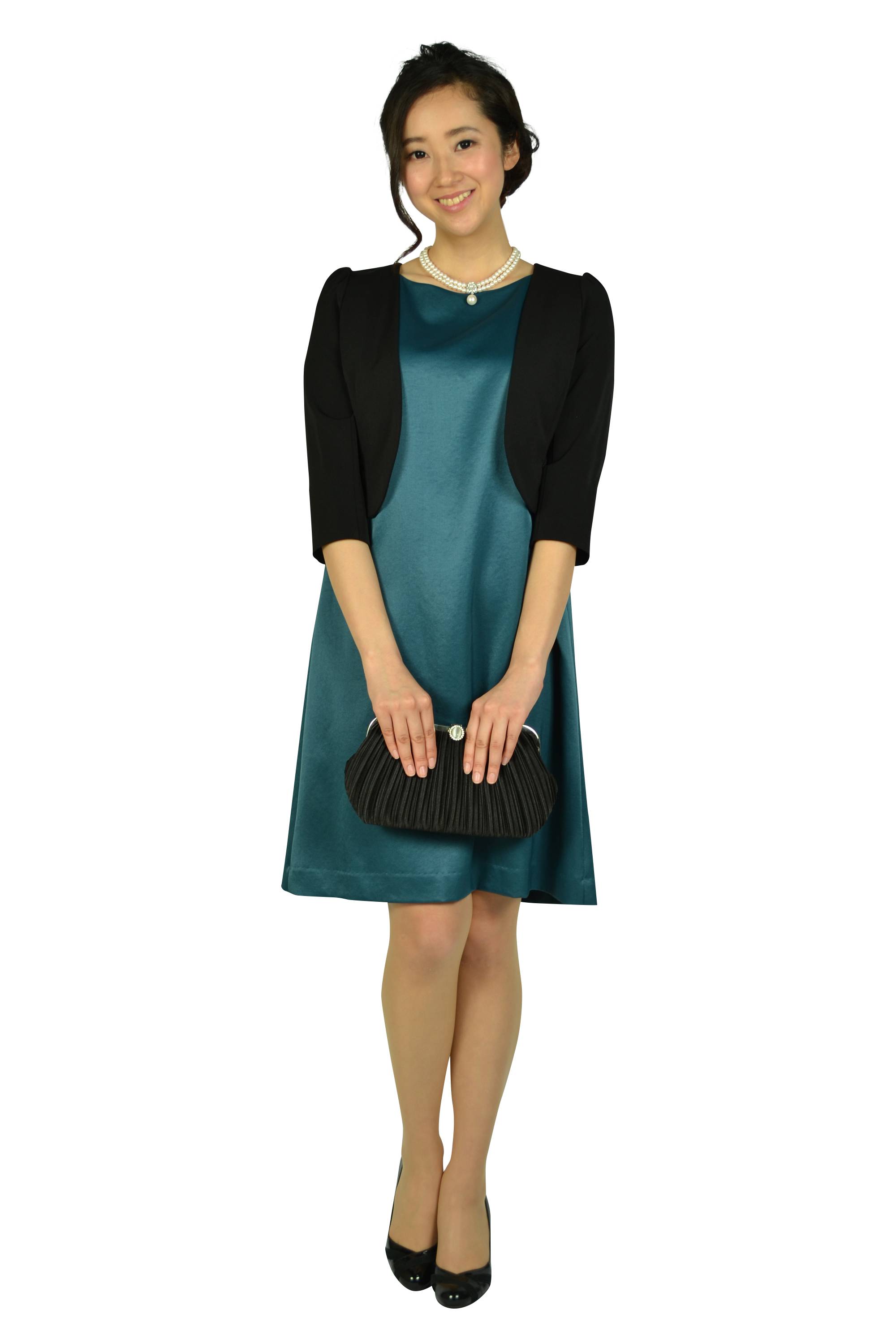 レースティアードスリーブグリーンドレスセット