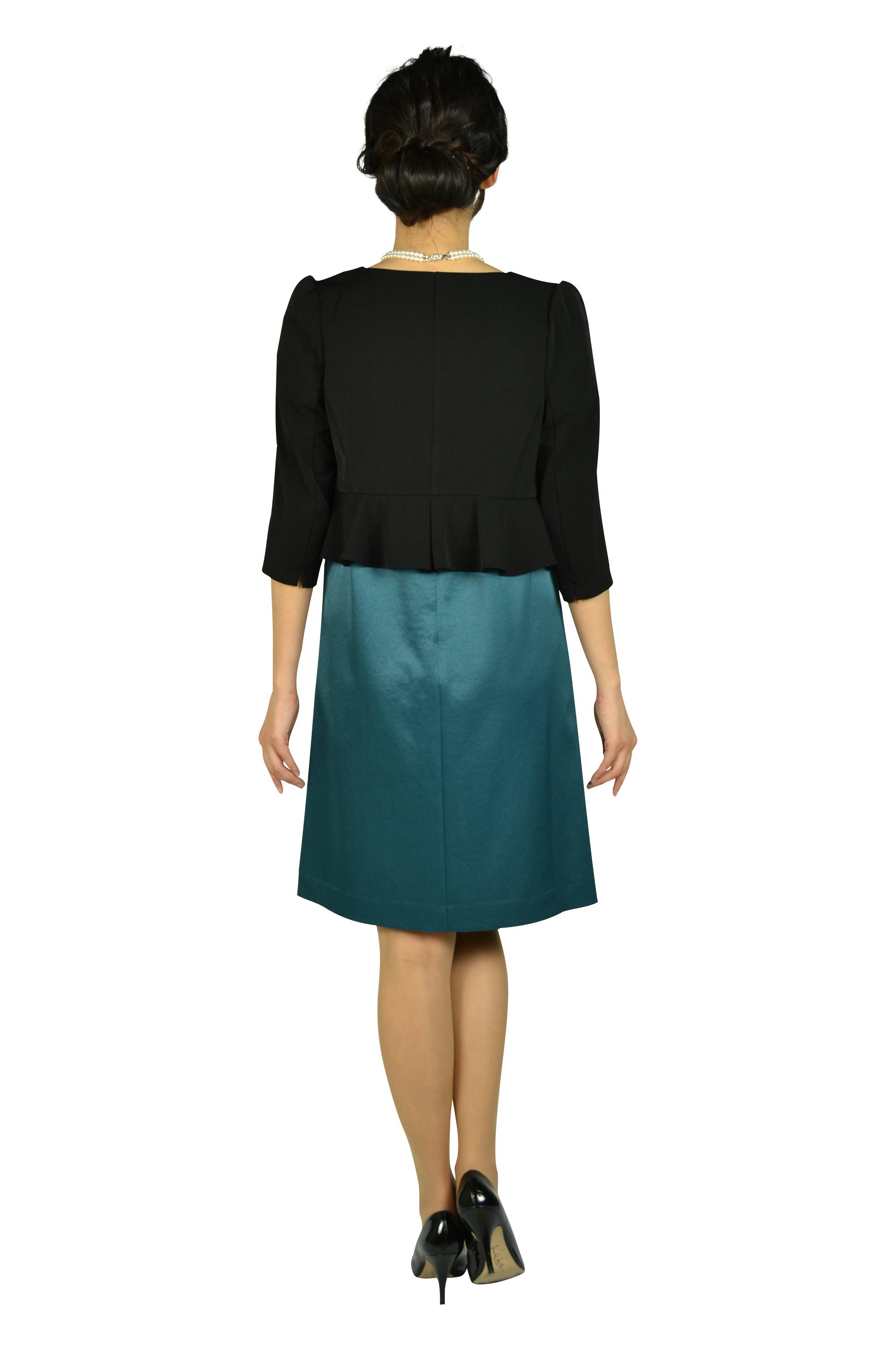 レースティアードスリーブグリーンドレスセット