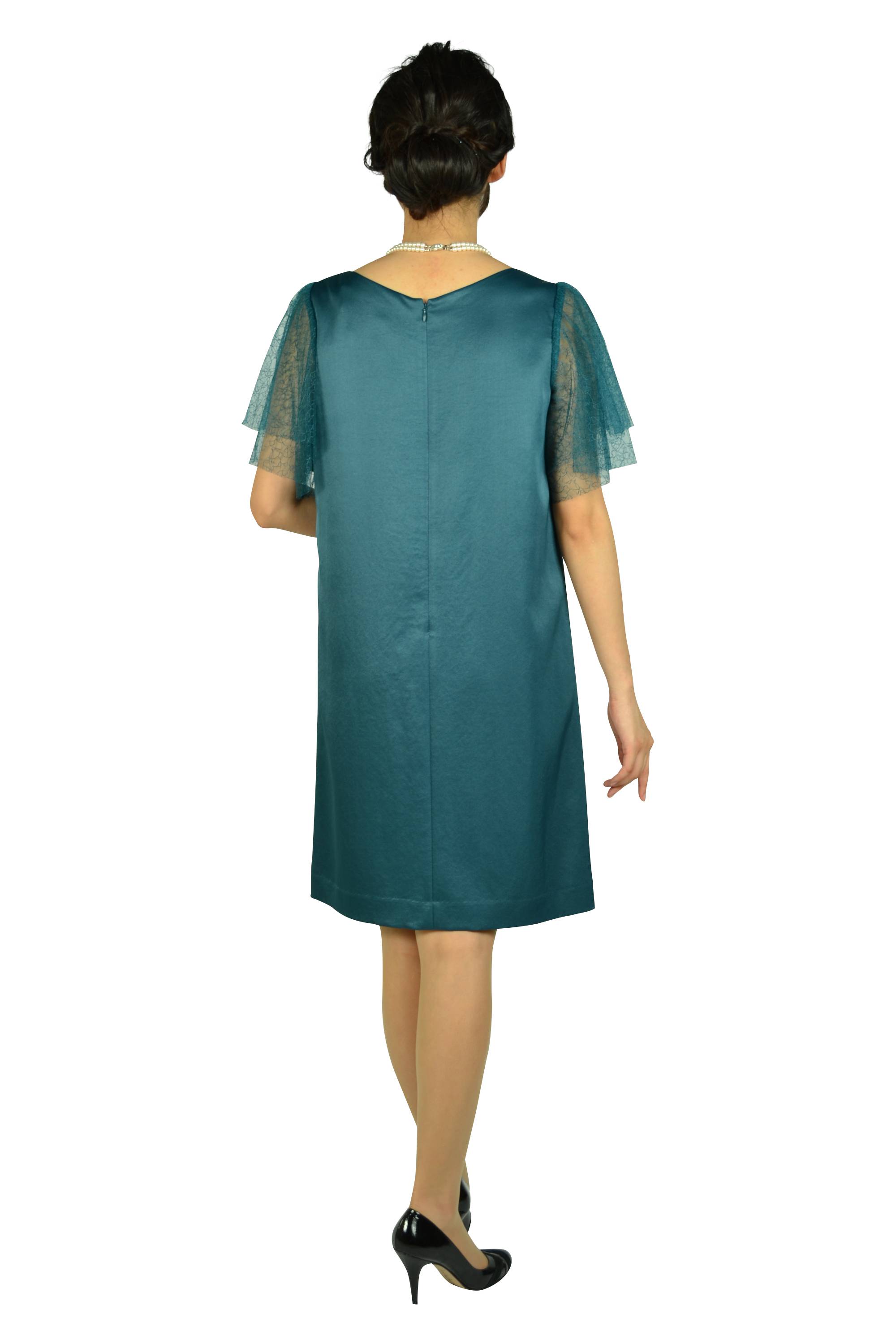 レースティアードスリーブグリーンドレスセット