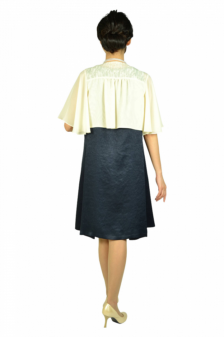 スエードライクサテンネイビードレスセット