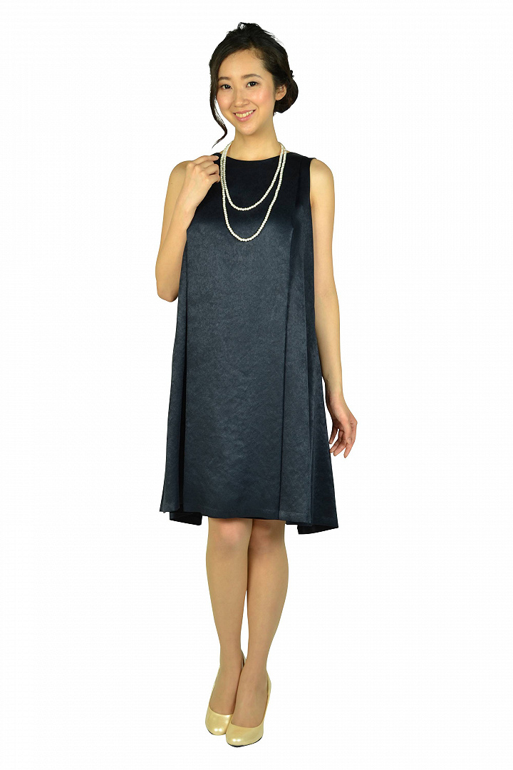 スエードライクサテンネイビードレスセット