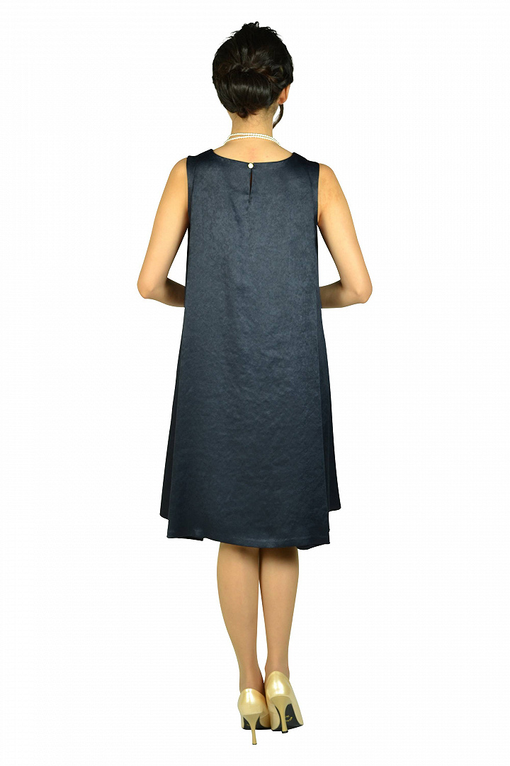 スエードライクサテンネイビードレスセット