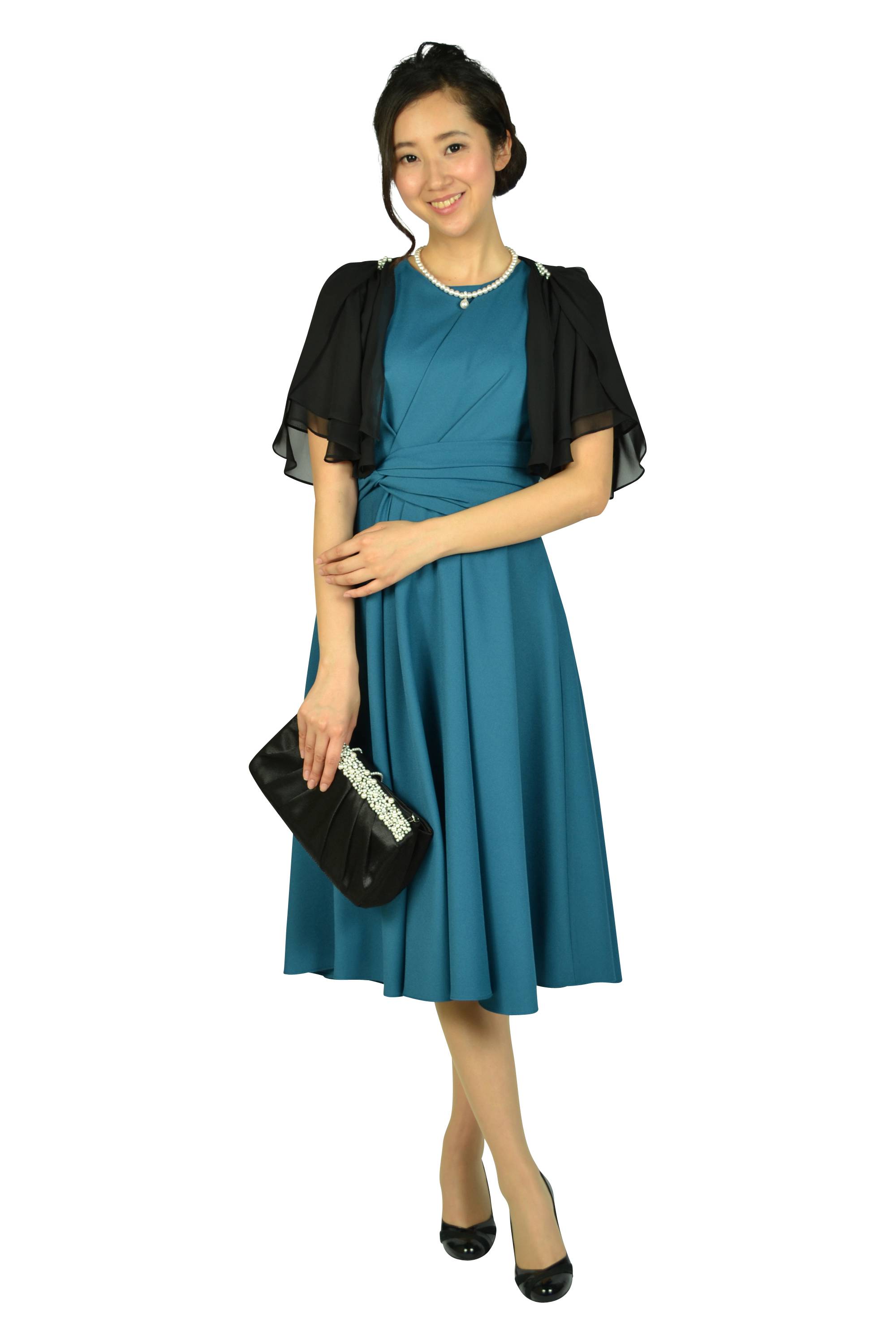 ウエストマーク編み上げブルーグリーンドレスセット