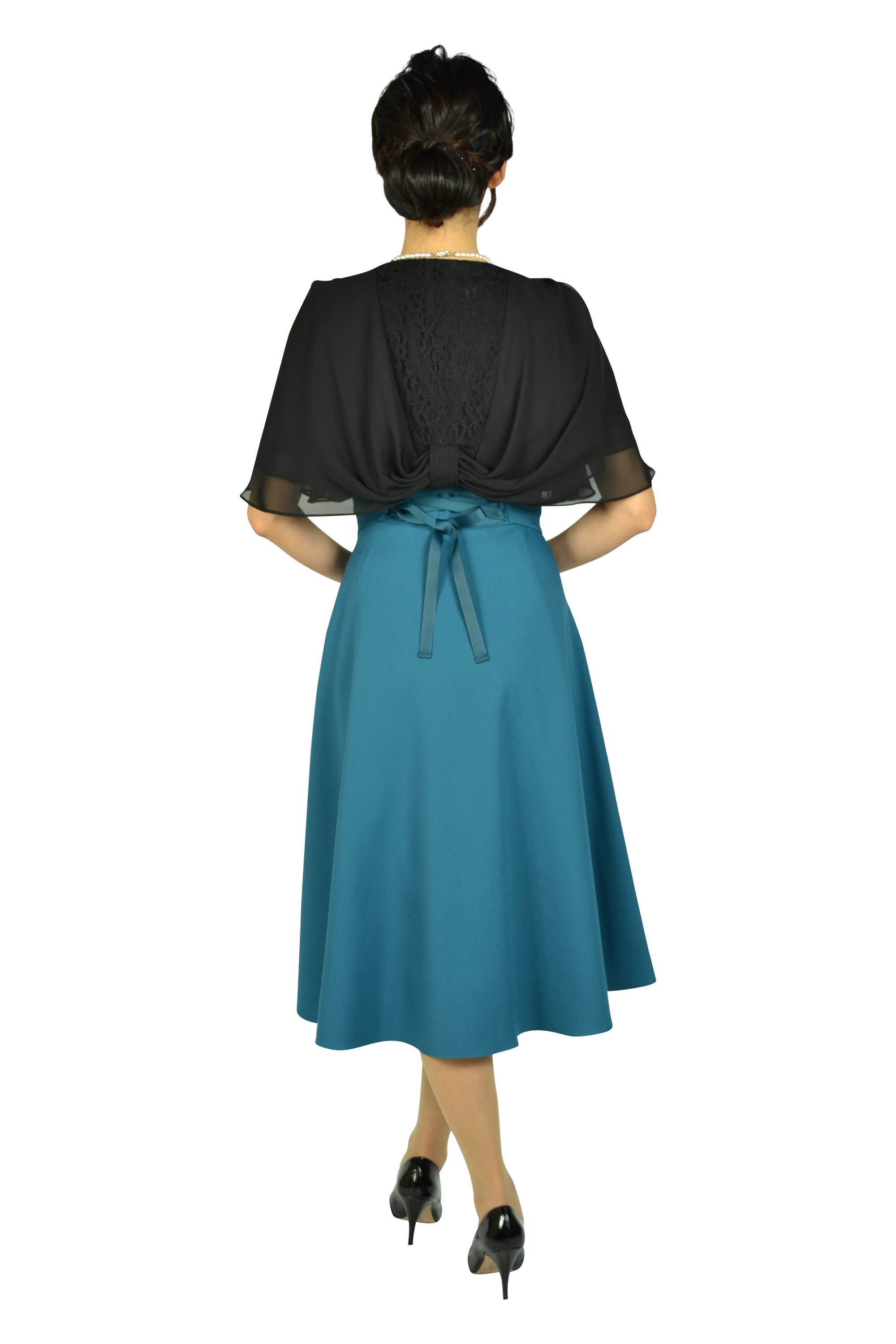 ウエストマーク編み上げブルーグリーンドレスセット