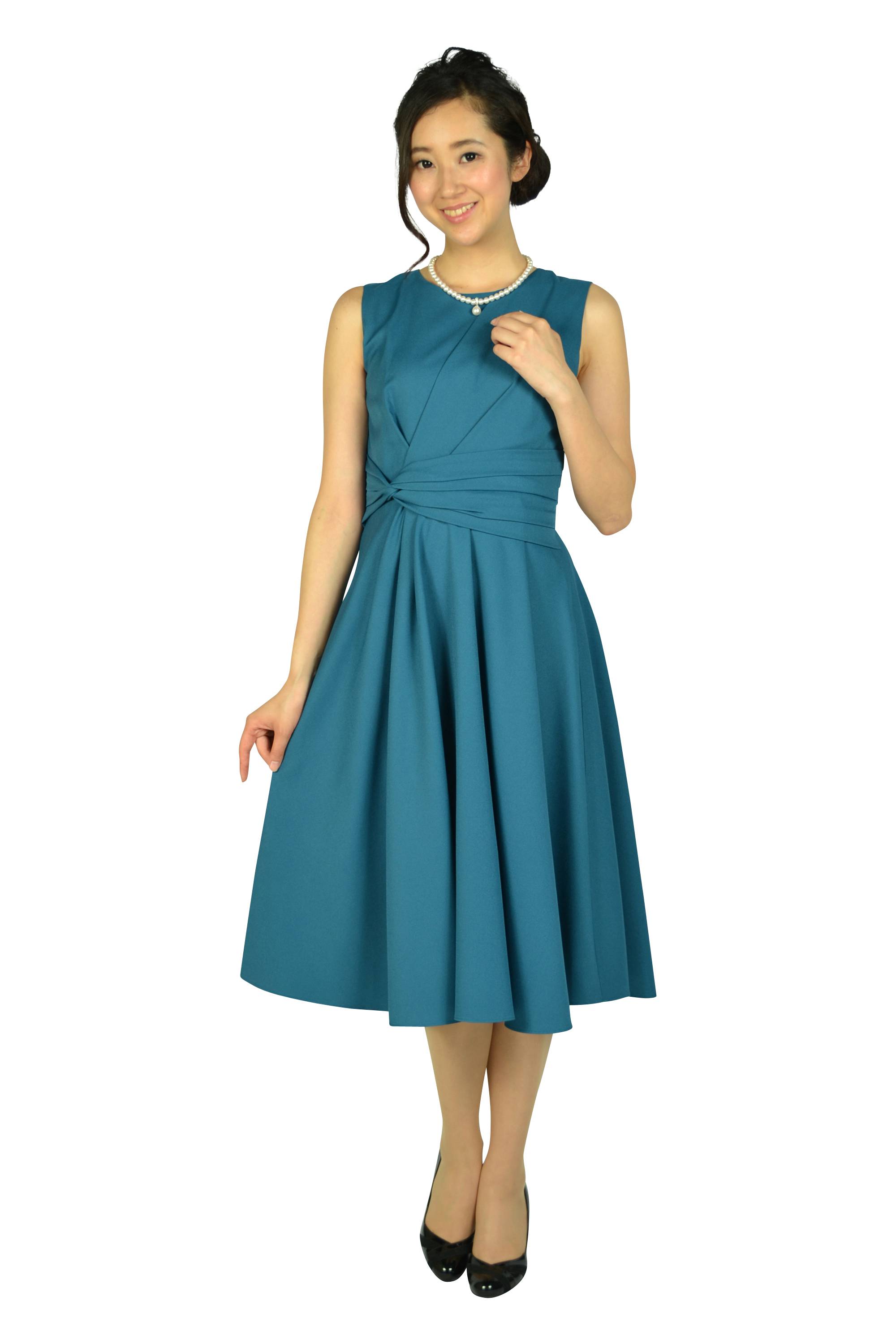 ウエストマーク編み上げブルーグリーンドレスセット