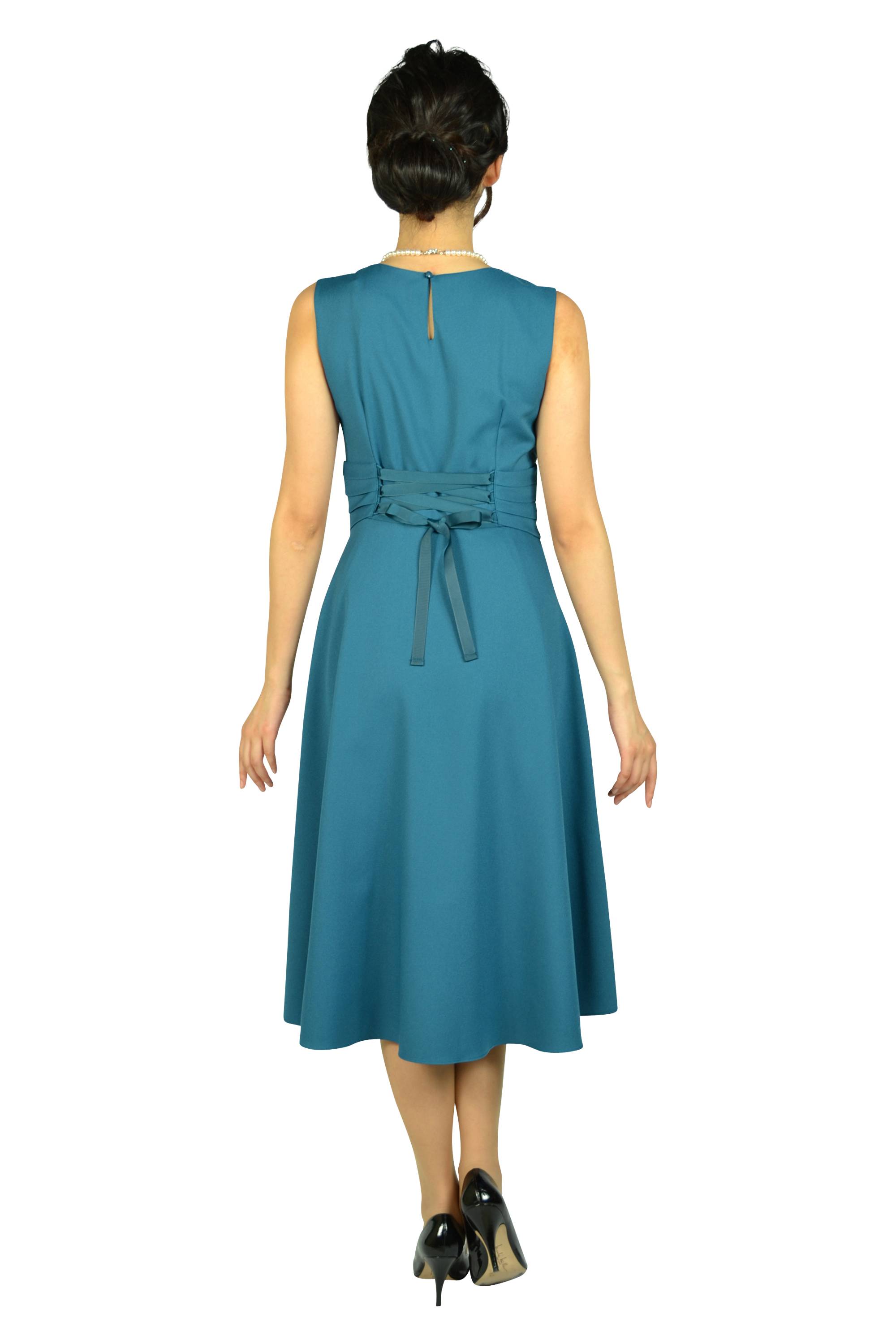 ウエストマーク編み上げブルーグリーンドレスセット