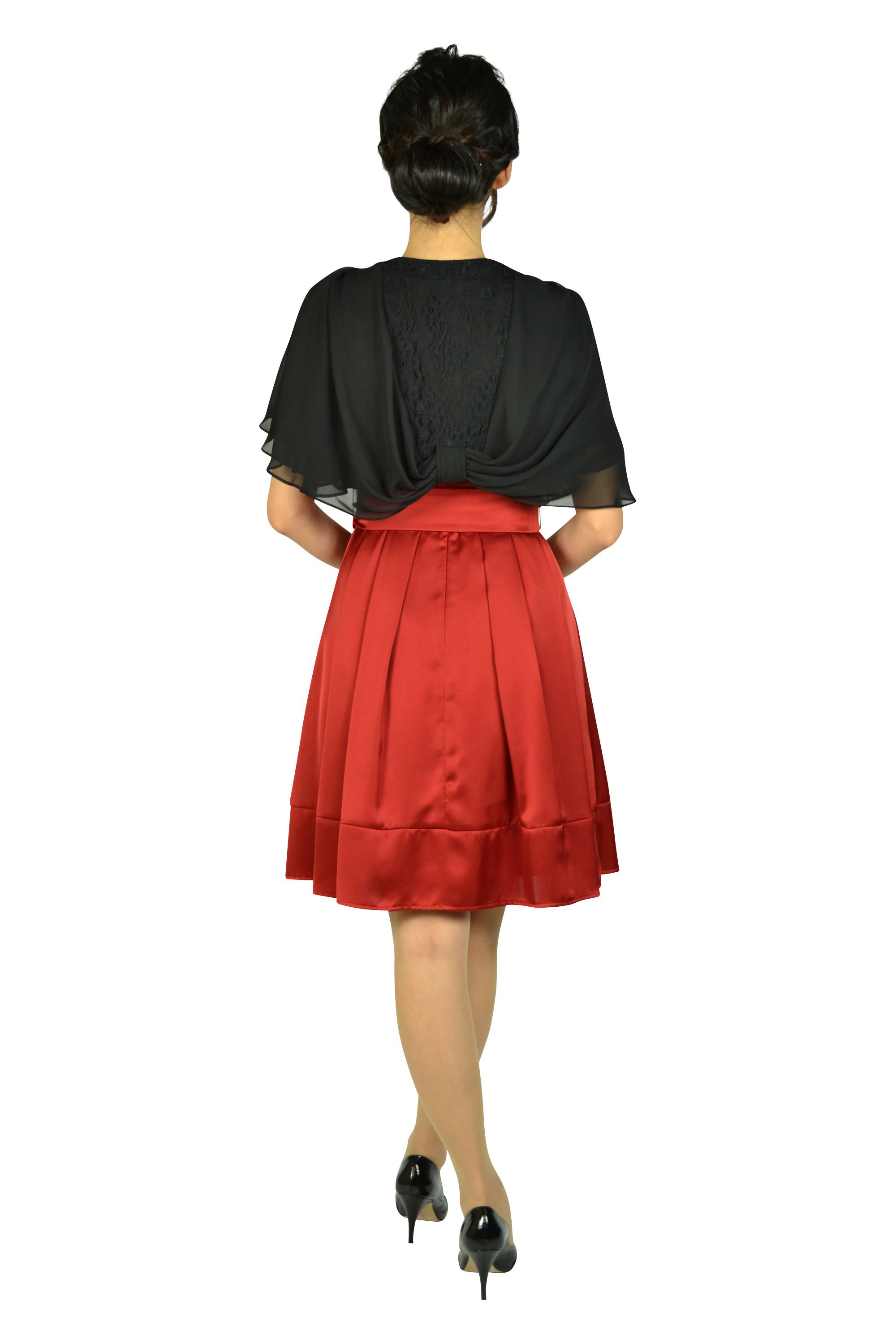 ボルドーレッド光沢リボンドレスセット