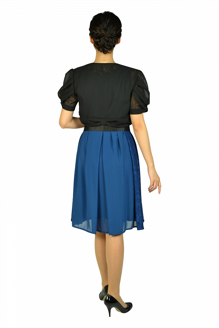 Aライン首元ビジュブルードレスセット