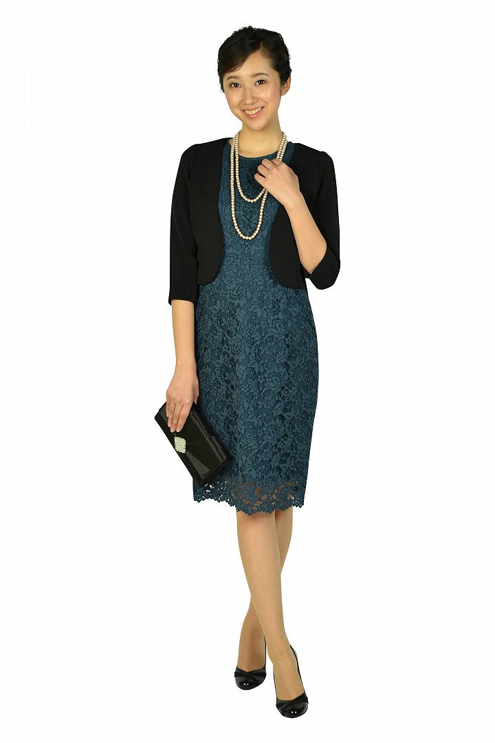 総レースタイトアッシュネイビードレスセット