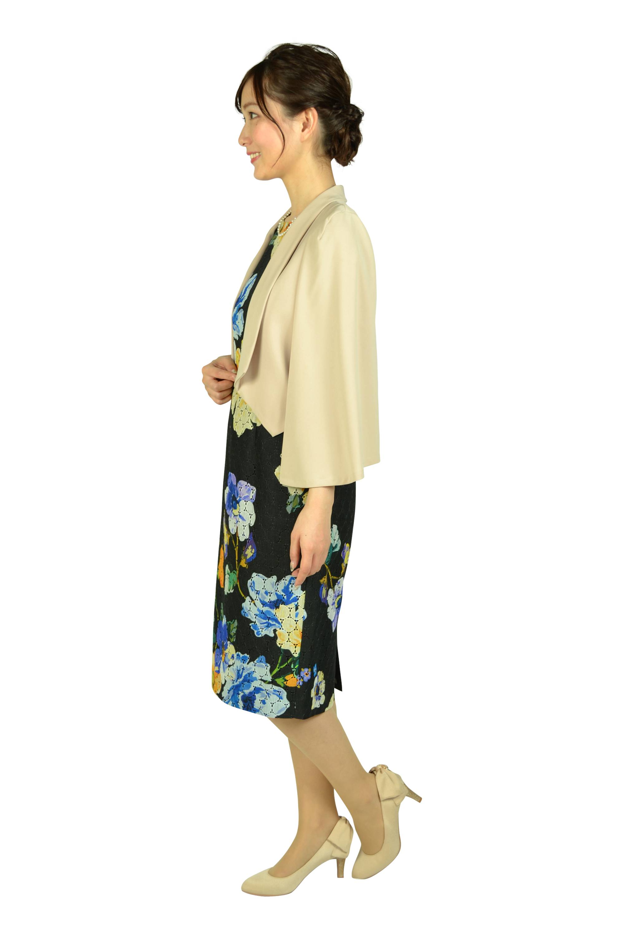 フラワータイトブラックドレスセット