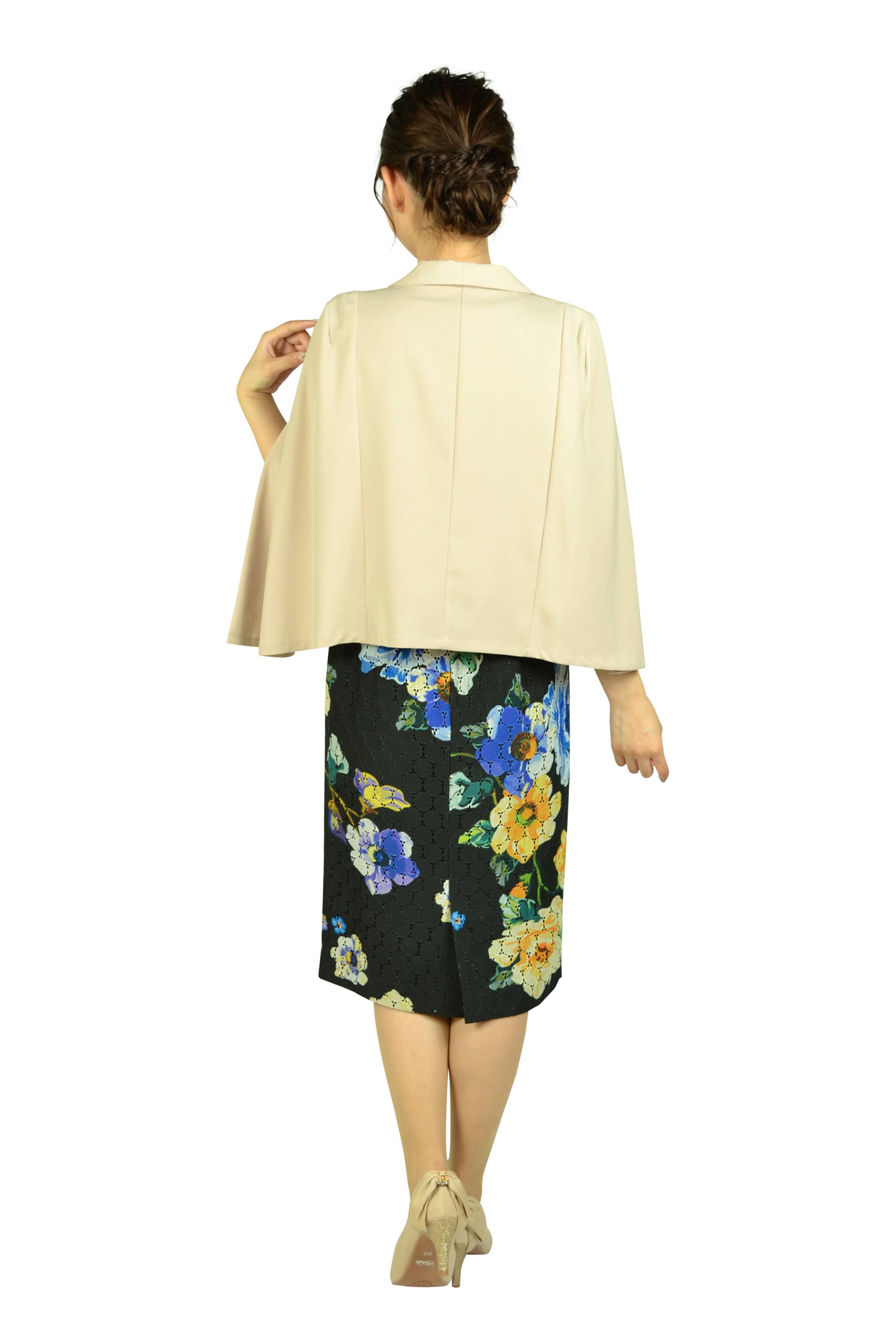 フラワータイトブラックドレスセット