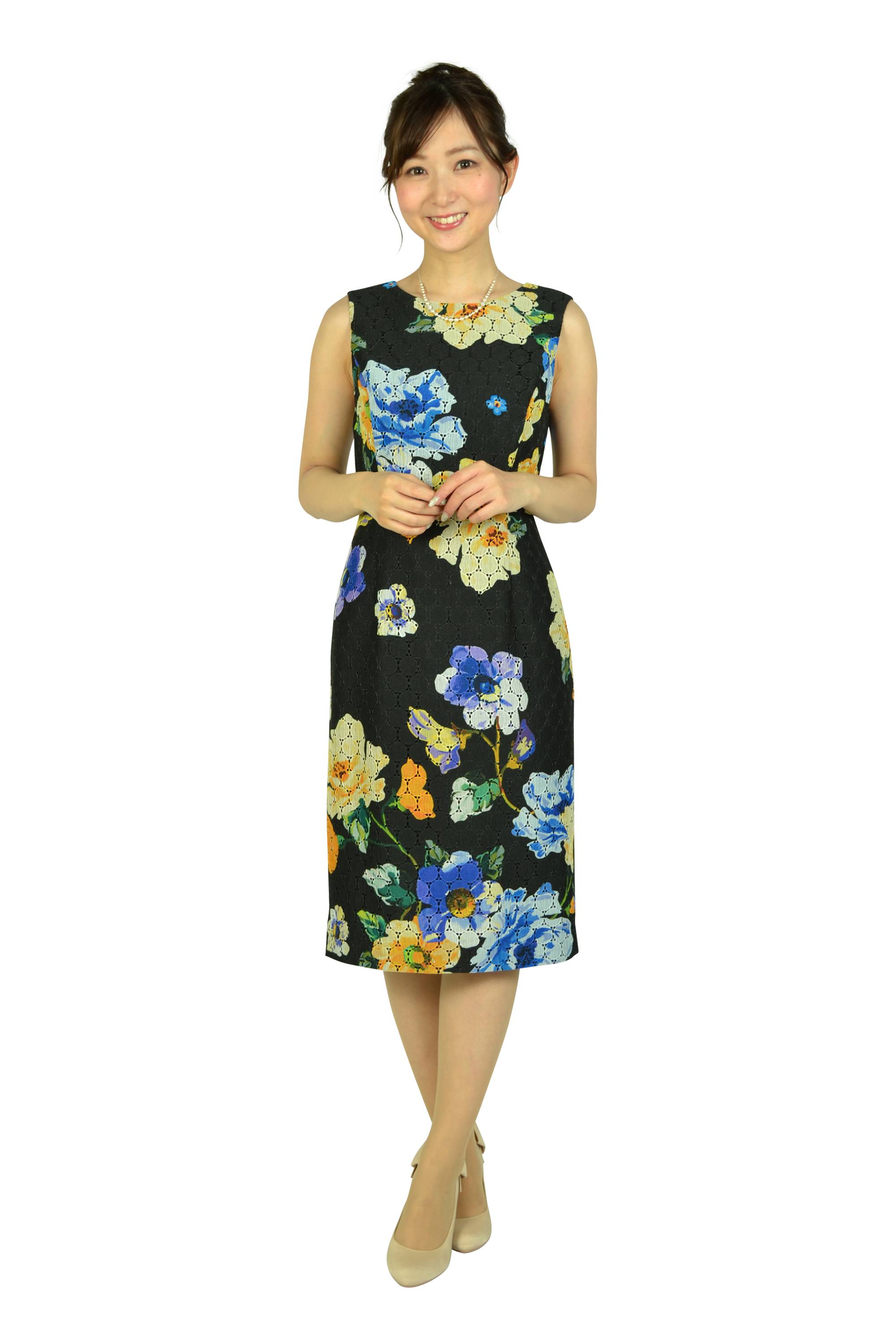 フラワータイトブラックドレスセット