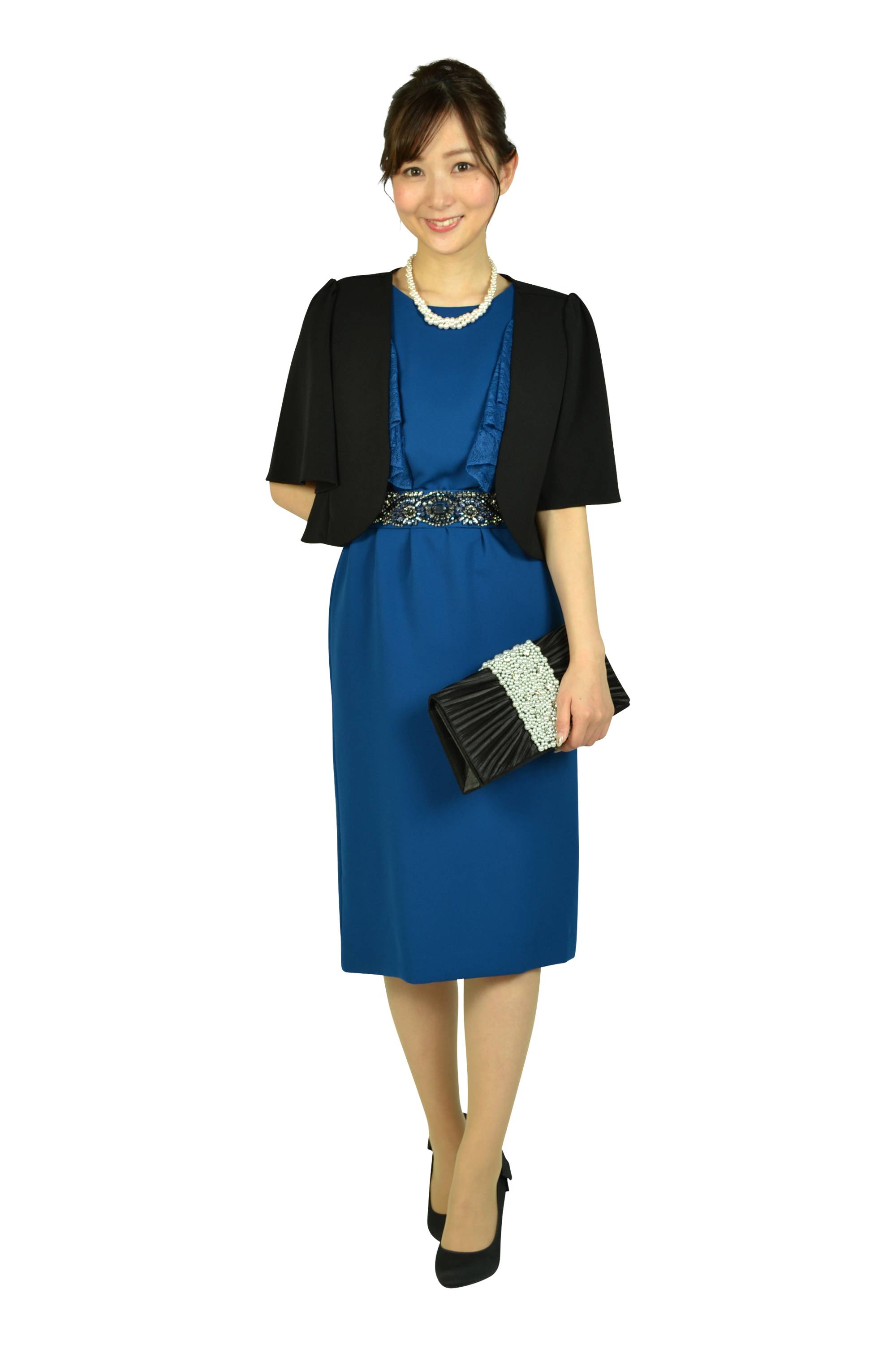 センターパールビジュブラックバッグ