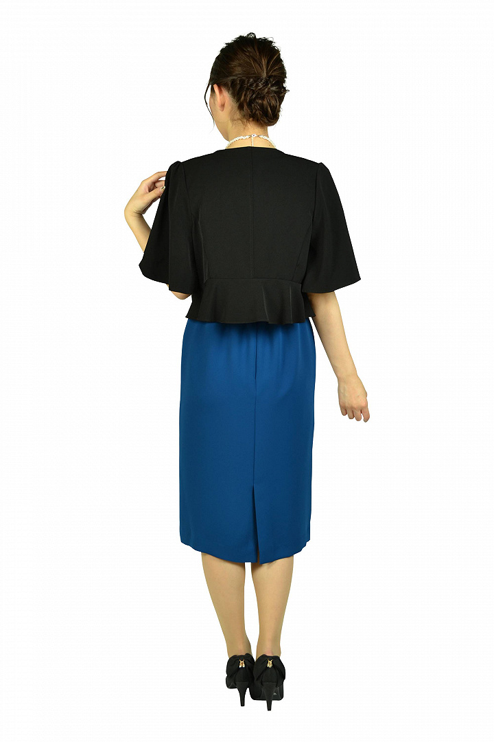 レースフレア袖ブルードレスセット