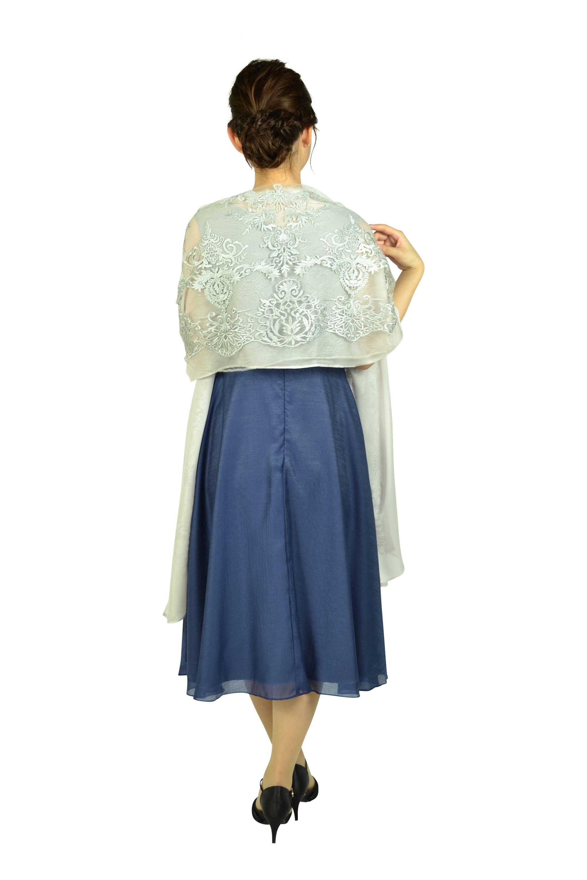 Vネックリボンネイビードレスセット