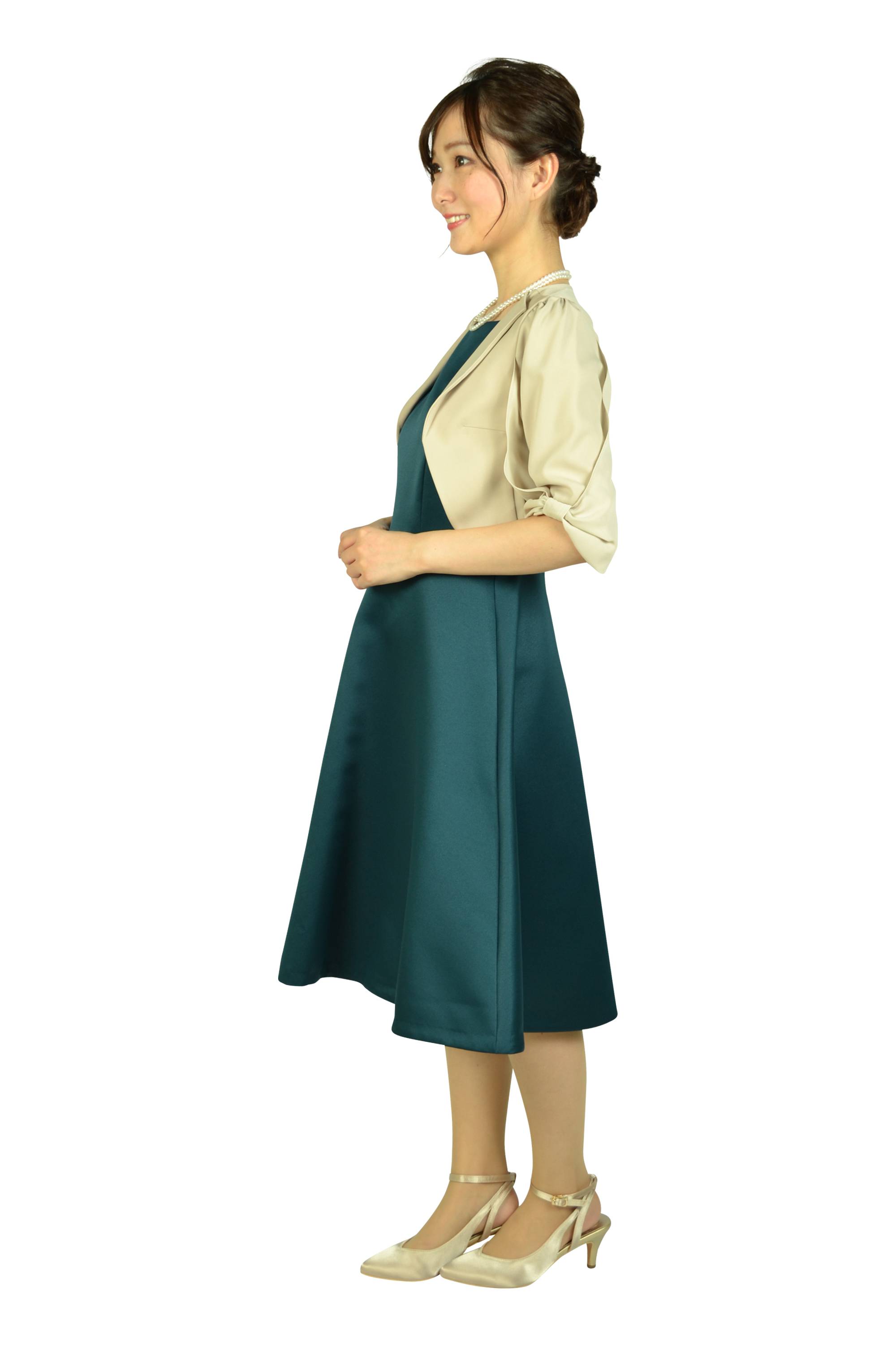 上品シンプルグリーンドレスセット