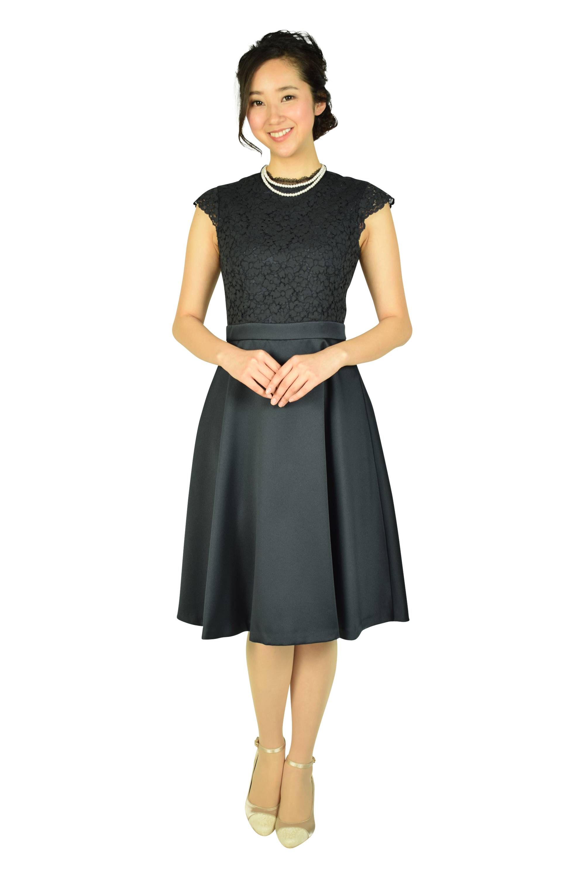 上品ボトルネックネイビードレスセット