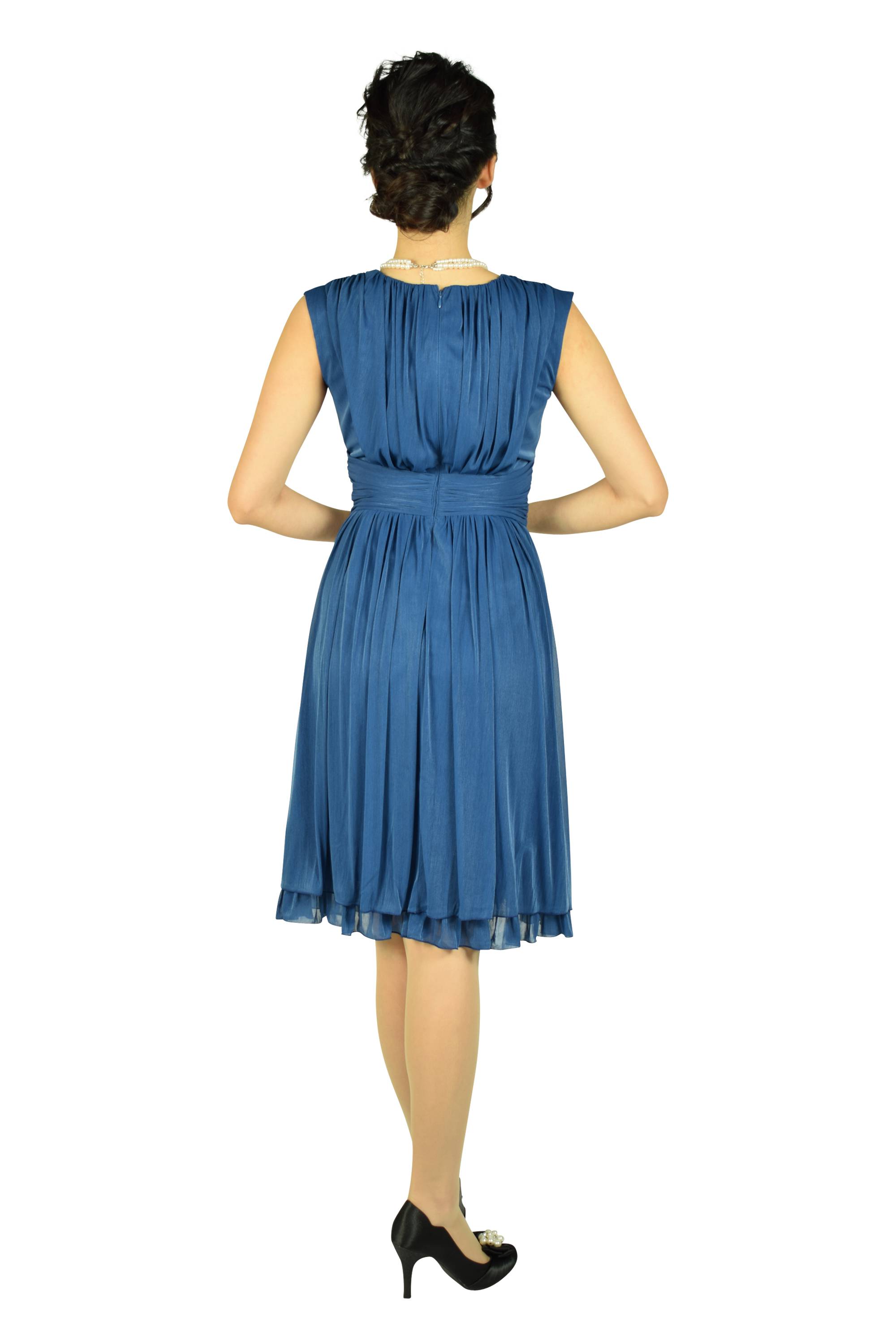 カシュクールギャザーネイビードレスセット