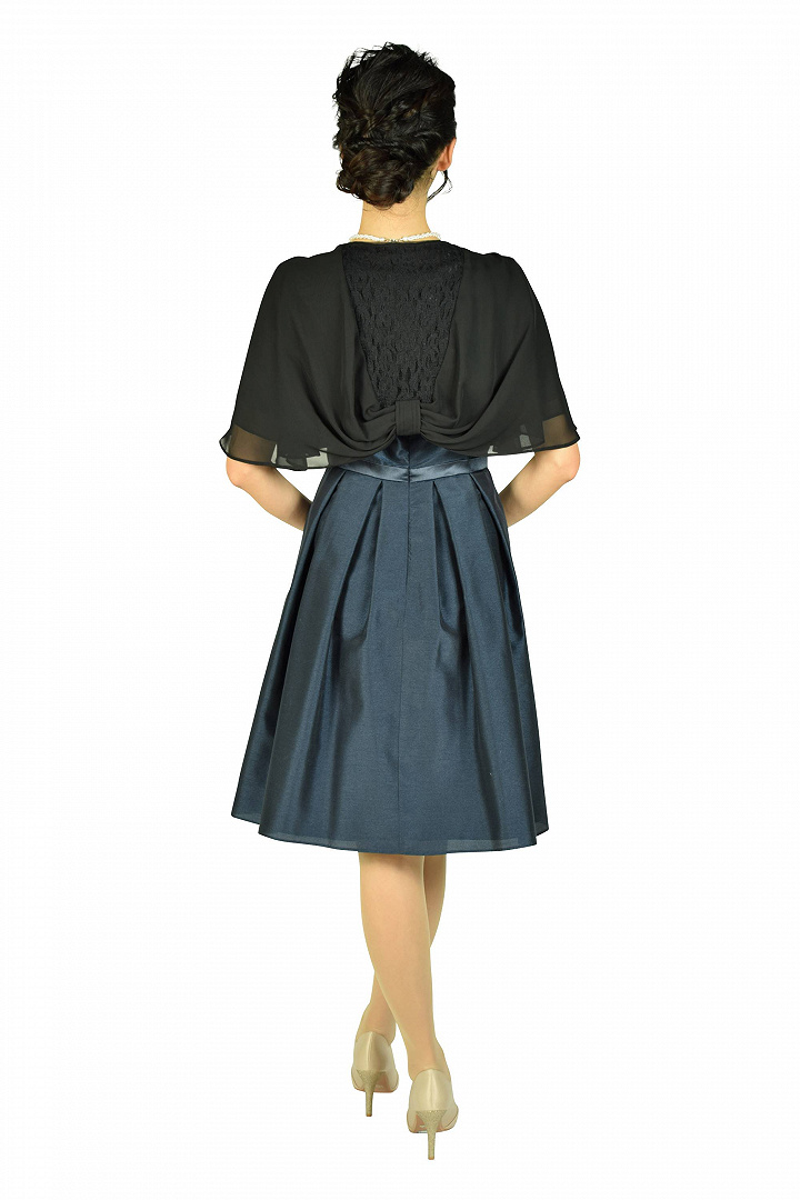 シャンタンウエストタックネイビードレスセット